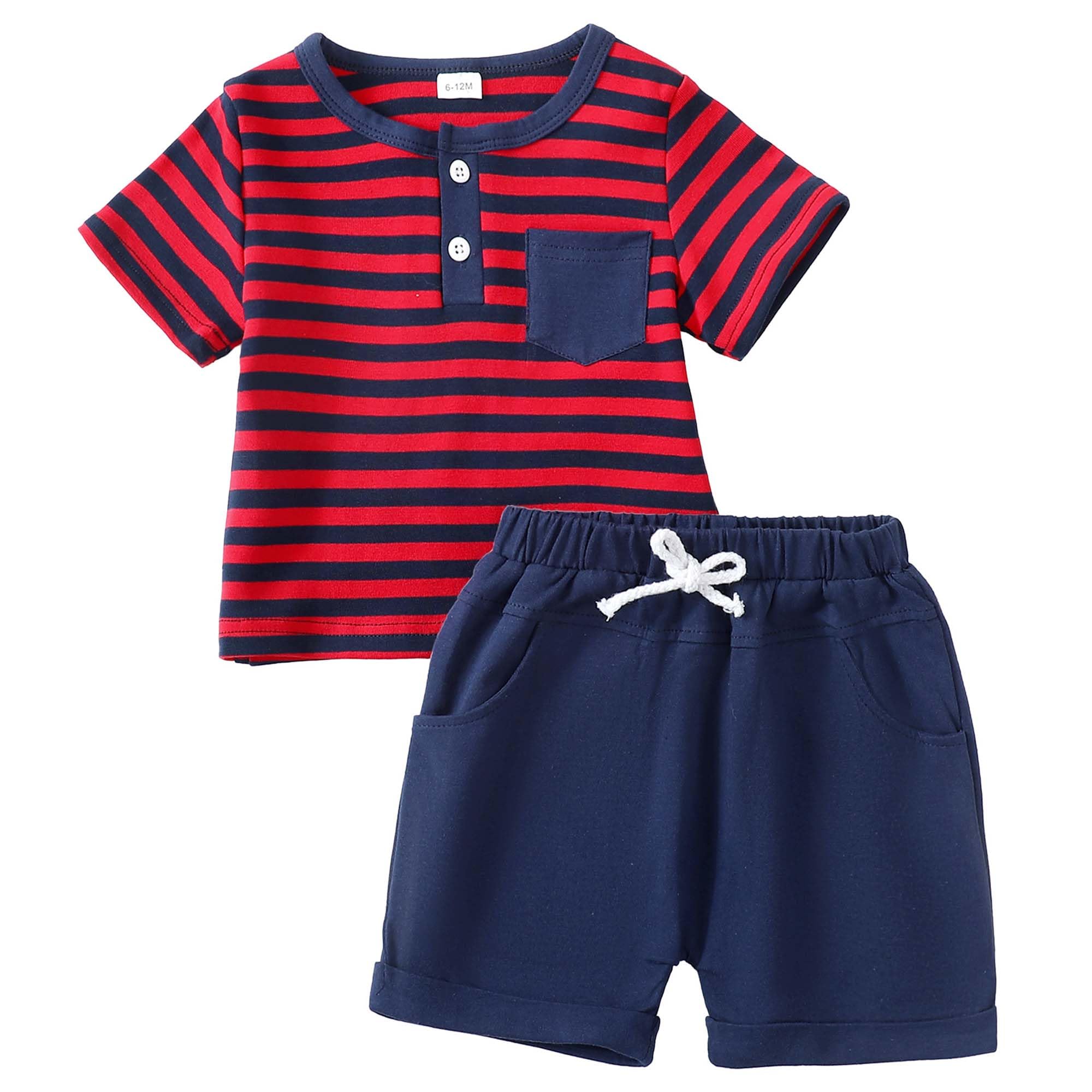Toddler Boys Summer Outfit Set - Cotton Short Sleeve Shirt & Shorts for Baby Boys | Comfortable Playwear for Outdoor Activities & Beach Vacations