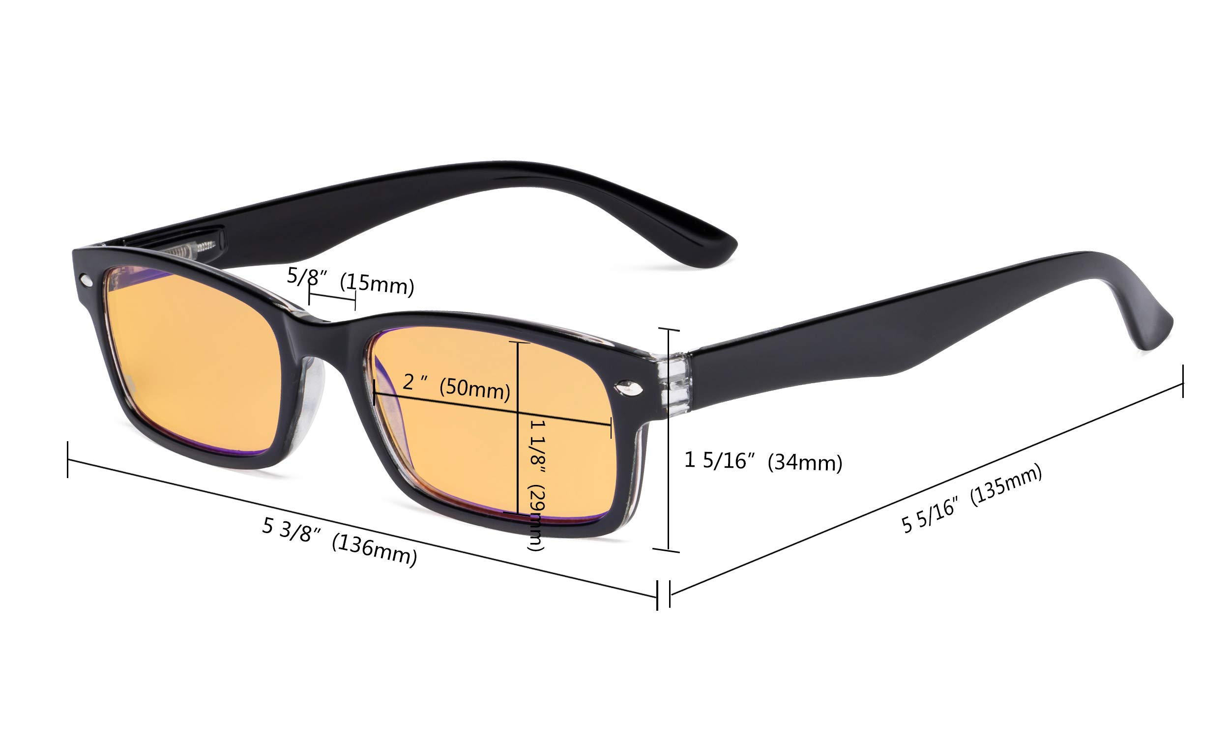 CessBlu Amber Tinted Blue Light Blocking Glasses for Men & Women - Anti Eye Strain, UV Protection for Computer Work, Gaming & Reading | Reduce Digital Eye Fatigue for Office, Study & Screen Time