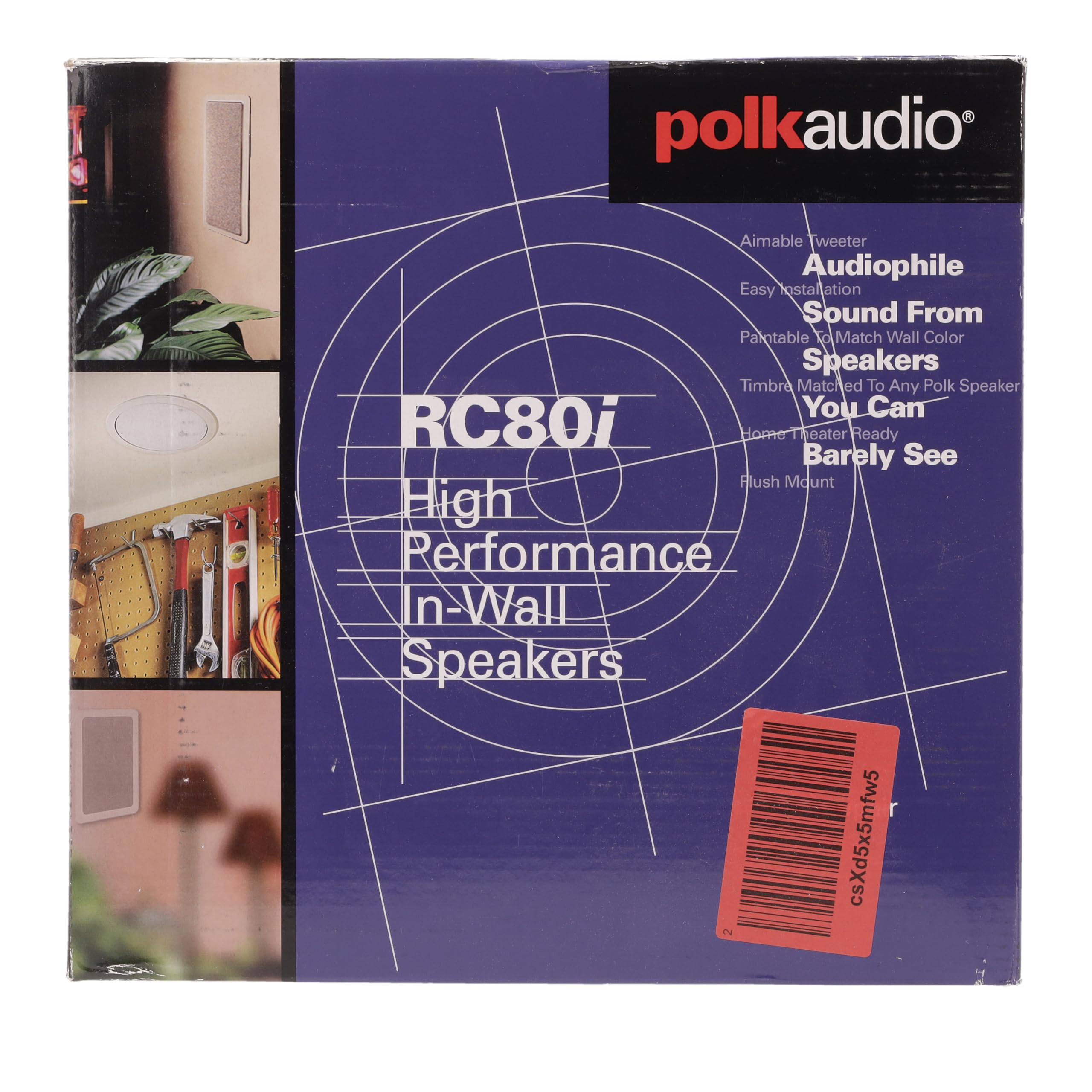 Polk Audio RC80i 2-Way Premium 8-Inch In-Ceiling Speakers (Pair) - High Performance, Moisture-Resistant for Bathroom, Kitchen & Outdoor Use - Perfect for Home Theater & Whole House Audio (White, Paintable Grille)