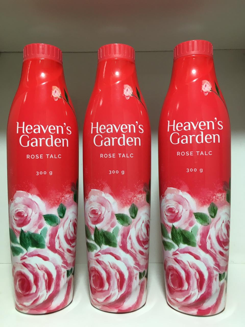 3 Pack Rose Talcum Powder (300g Each) - Soft & Fragrant Body Powder for Smooth Skin, Moisture Absorption & Comfort - Ideal for Daily Use, Post-Shower, Baby Care & Summer Refreshment