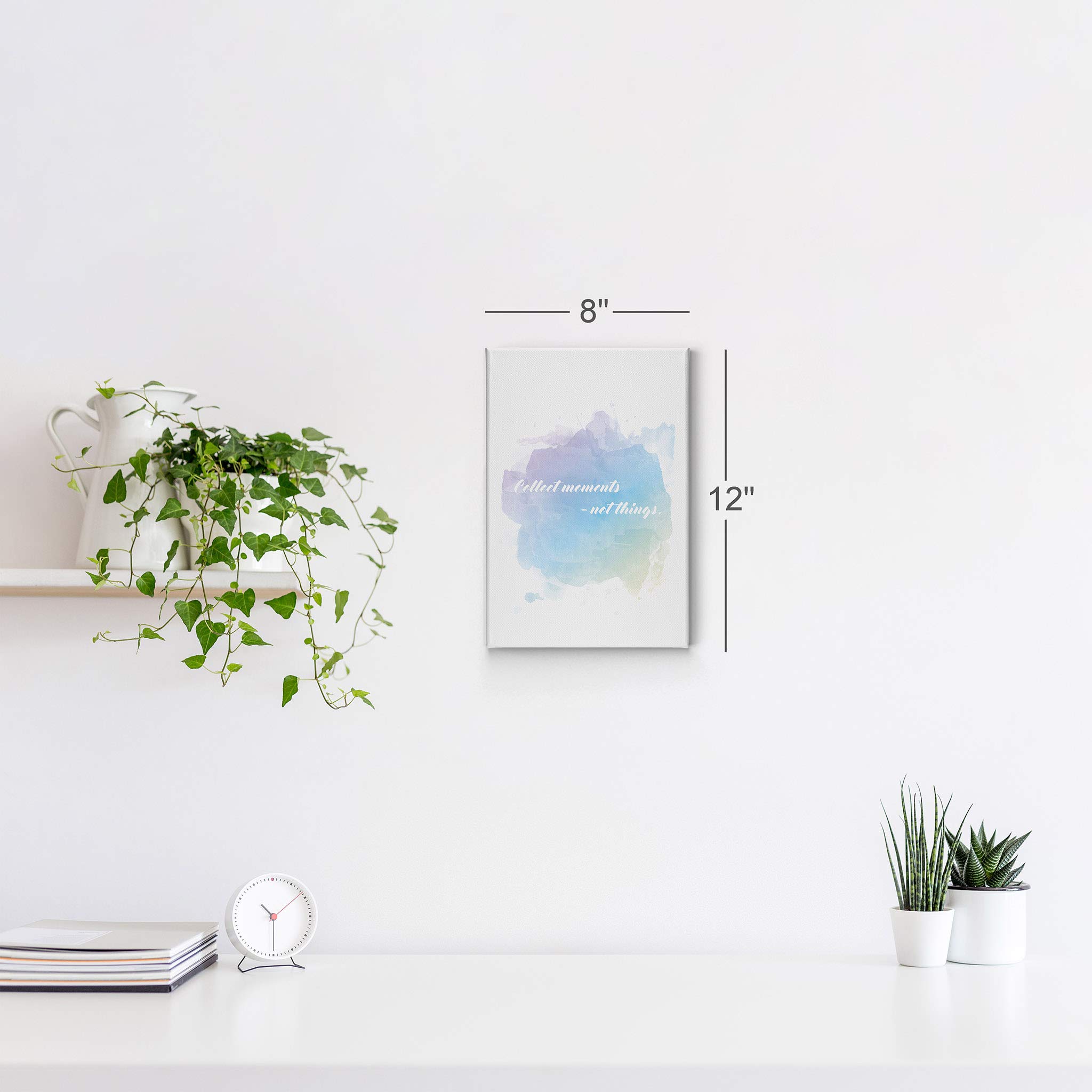 Smile Art Design 'Collect Moments Not Things' Motivational Canvas Wall Art Print - Inspirational Home Decor Ready to Hang (17x11 inches) - Perfect for Living Room, Bedroom & Office Decor - Made in USA