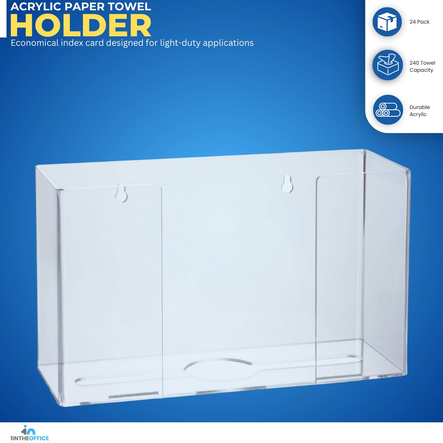 Acrylic Paper Towel Holder - Wall Mount or Countertop Multifold Paper Towel Dispenser for Z-Fold & C-Fold Towels (11.5