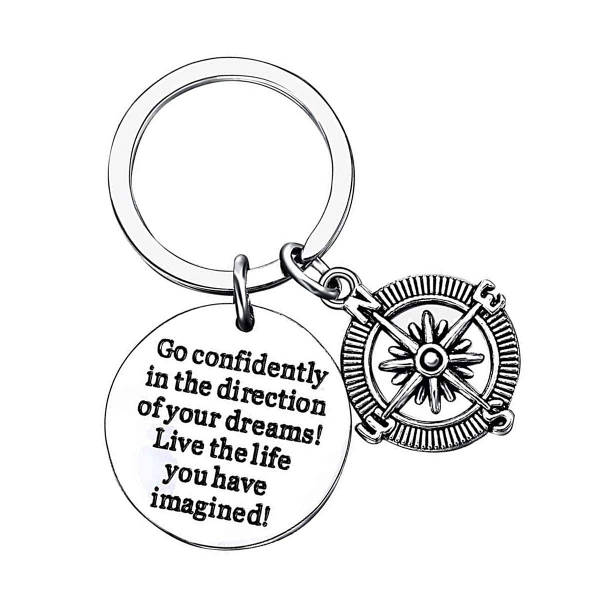 VANGETIMI Inspirational Compass Keychain - Graduation Gift for Her, Him, Boys & Girls - Class of 2022 Graduation Present - Perfect for High School & College Grads - Motivational Keepsake for New Beginnings