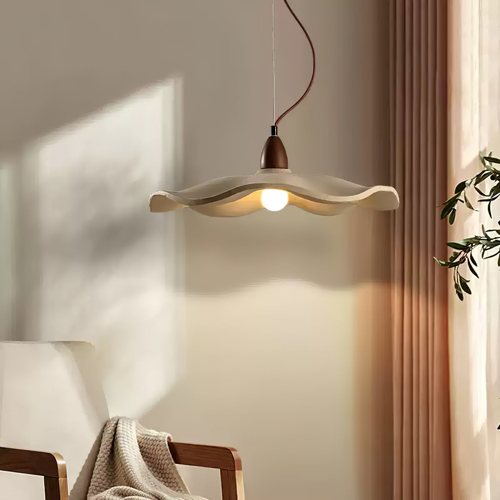 Modern Cement Wave Pendant Light - Industrial Style Hanging Lamp for Kitchen Island, Dining Room & Living Room Decor