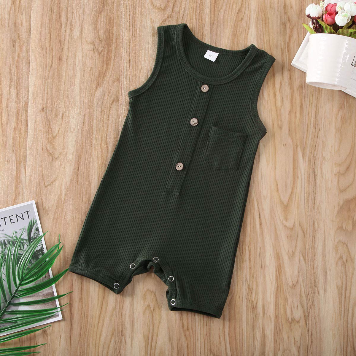 Kuriozud Newborn Baby Romper - Sleeveless Jumpsuit for Boys & Girls | Soft Cotton Infant Bodysuit for Summer, Playtime & Photo Shoots