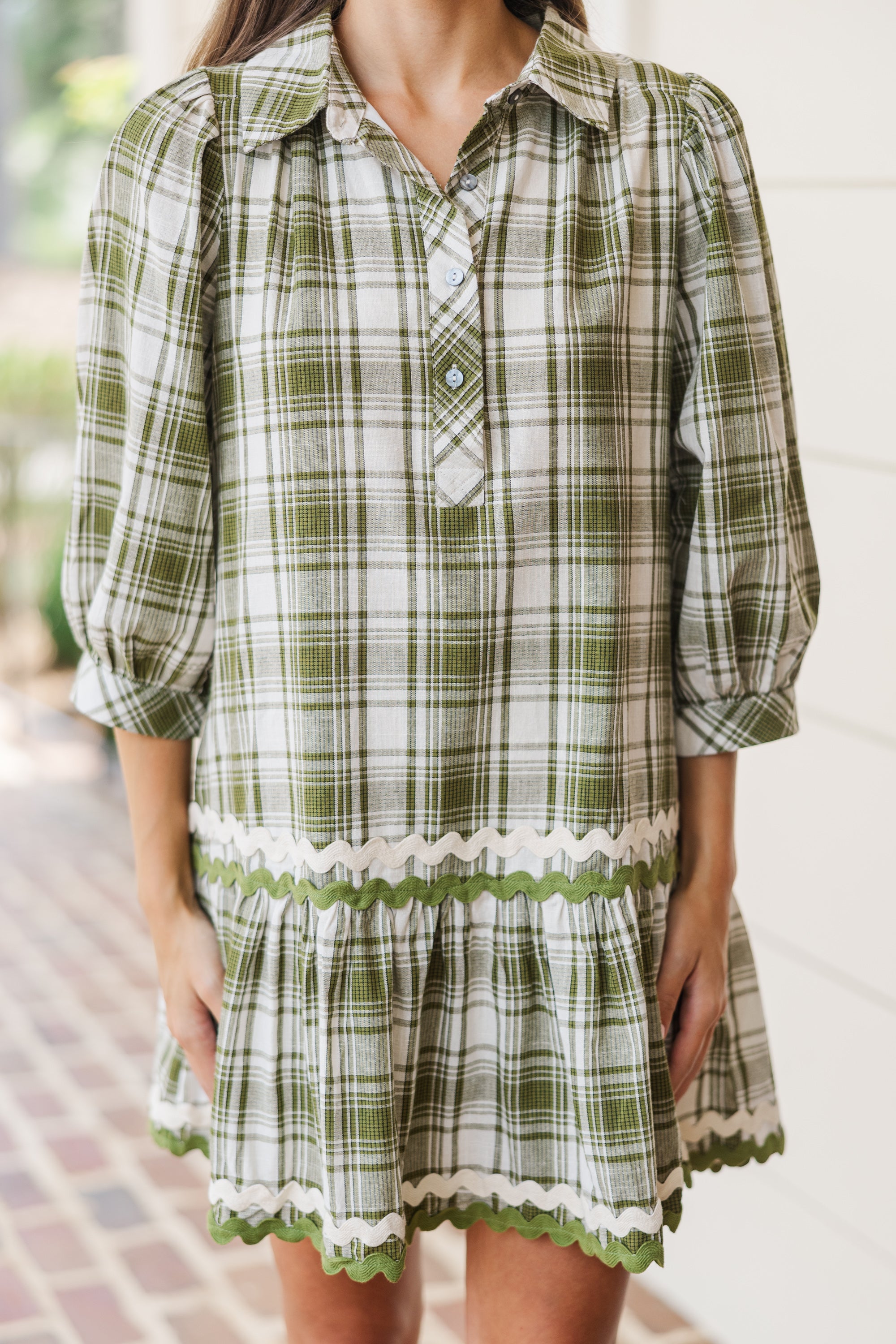 Stylish Olive Green Plaid Dress for Women - Trendy Flannel A-Line Dress for Fall & Winter | Perfect for Office, Date Night & Casual Outings