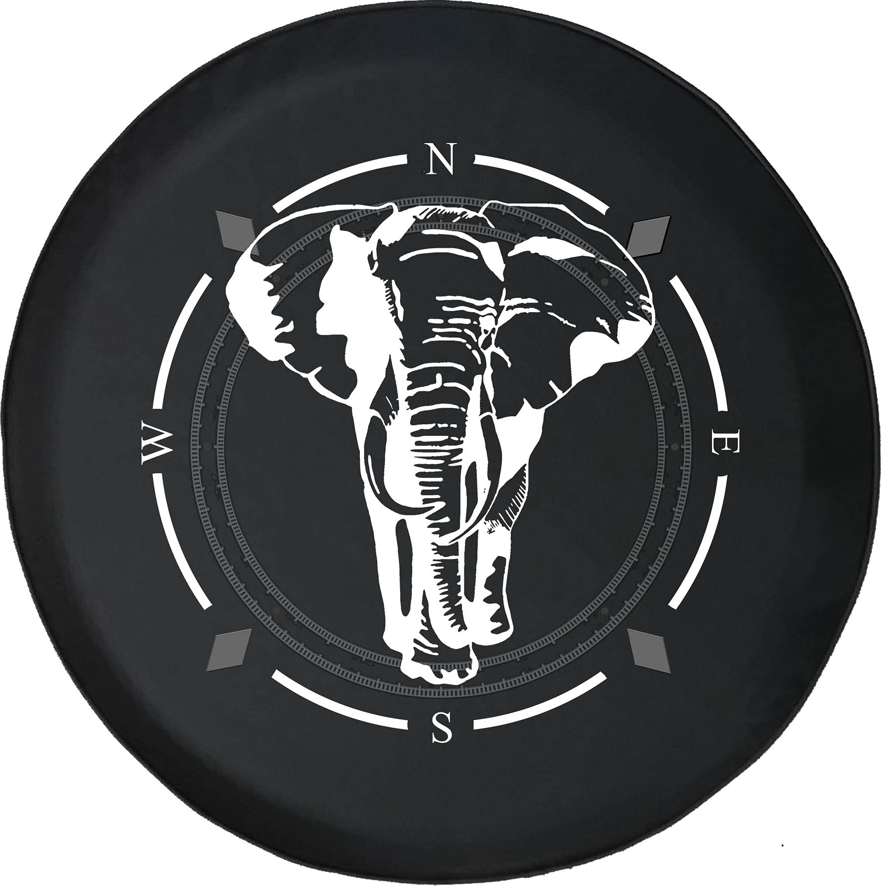 Premium Spare Tire Cover with Compass & African Elephant Design - Universal Fit for SUV, Trailer, RV & Most Vehicles - Waterproof & UV Resistant for Outdoor Adventures & Road Trips
