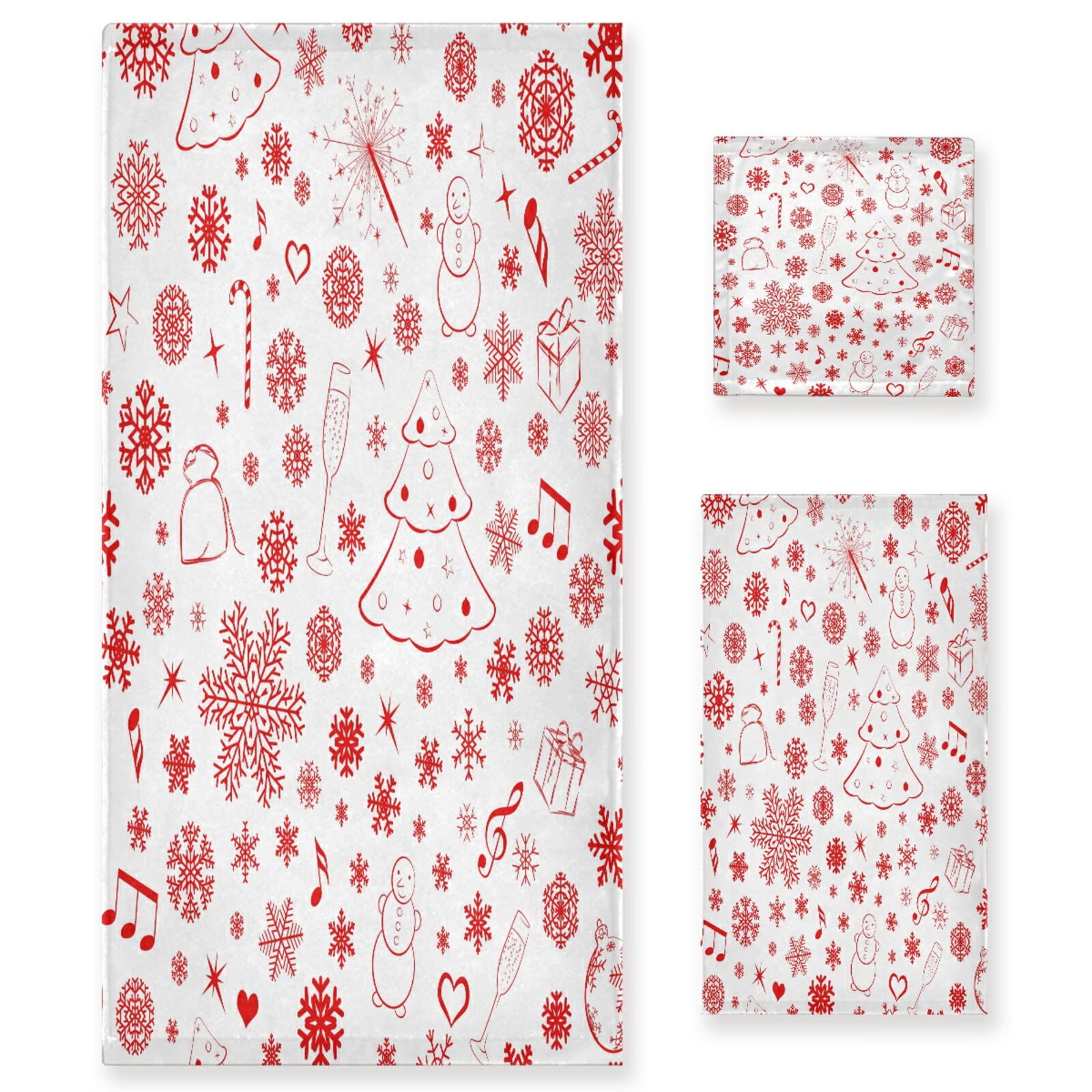 3PCS Christmas Design Bath Towel Set - Soft Absorbent Face & Hand Towels for Bathroom, Home & Shower - Holiday Themed Unisex Washcloths for Gifts, Decor & Daily Use
