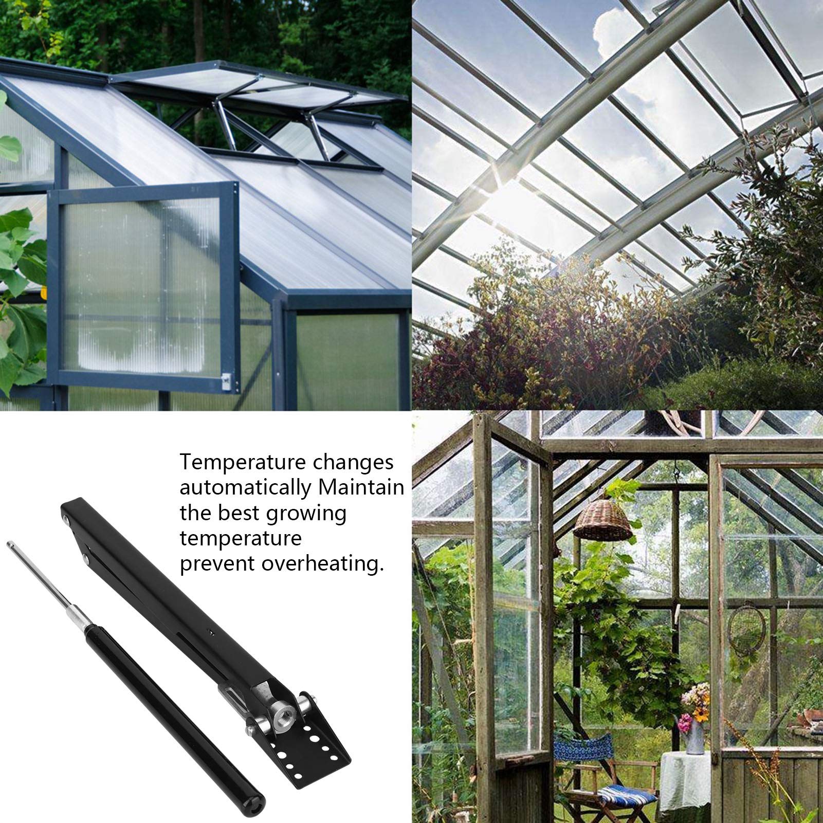ENZZ Automatic Greenhouse Window Opener - Rust & Corrosion Resistant, Heat Resistant Vent Opener with Springs for Greenhouse, Garden, Shed & Home Use - Perfect for Temperature Control in Gardening & Plant Growth