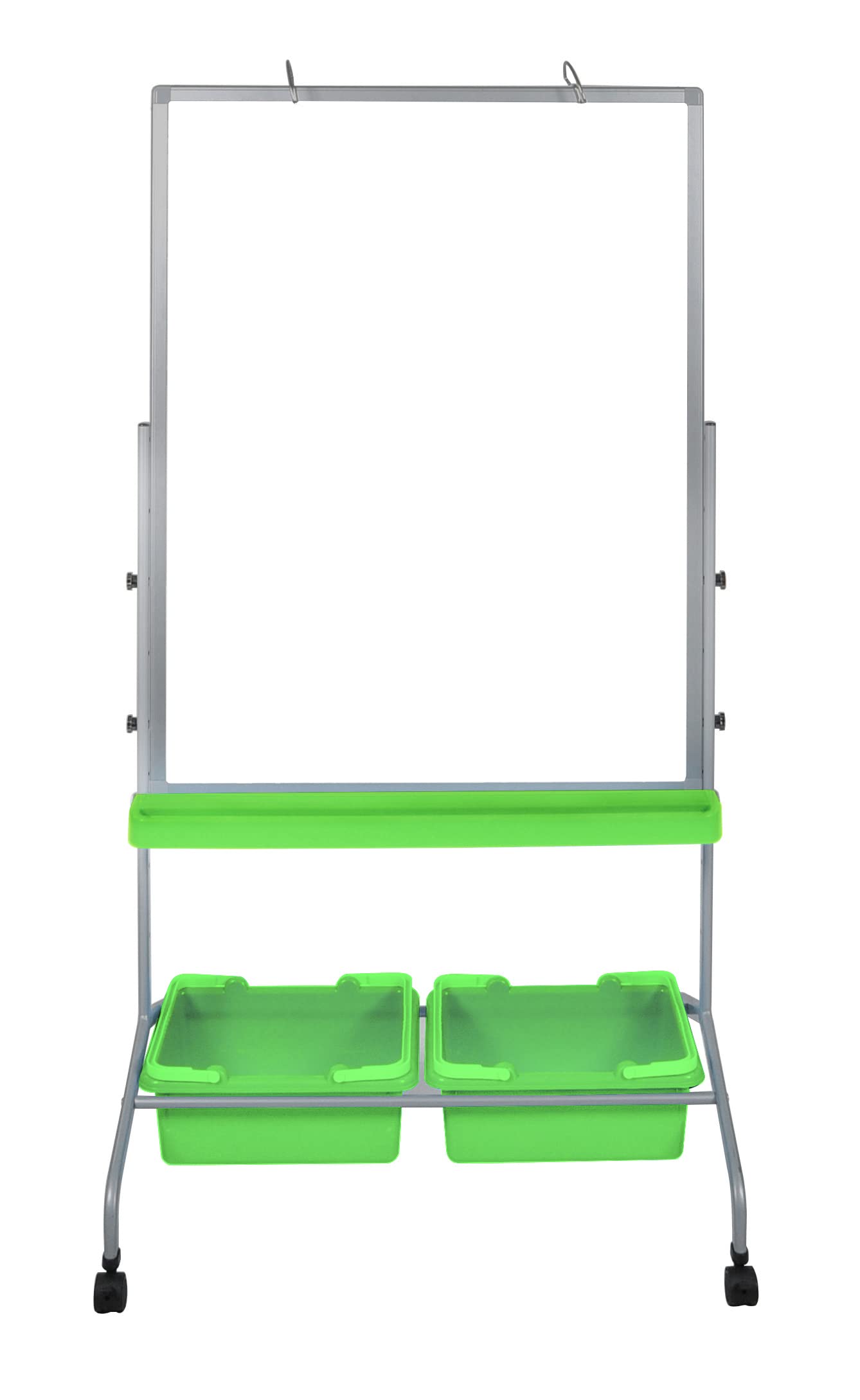 Adjustable Mobile Whiteboard & Flipchart Easel with Storage Bins & Chart Hooks - Portable Standing Desk Whiteboard for Office, Classroom & Home Workspace Organization