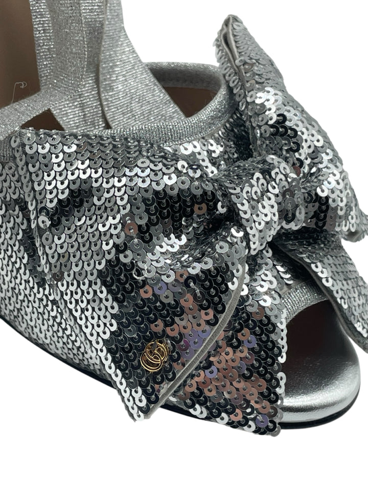 Gucci GG Sequin Wedge Espadrilles for Women - Size 38.5 (US 8.5) - Stylish Summer Sandals for Beach, Party & Casual Outings