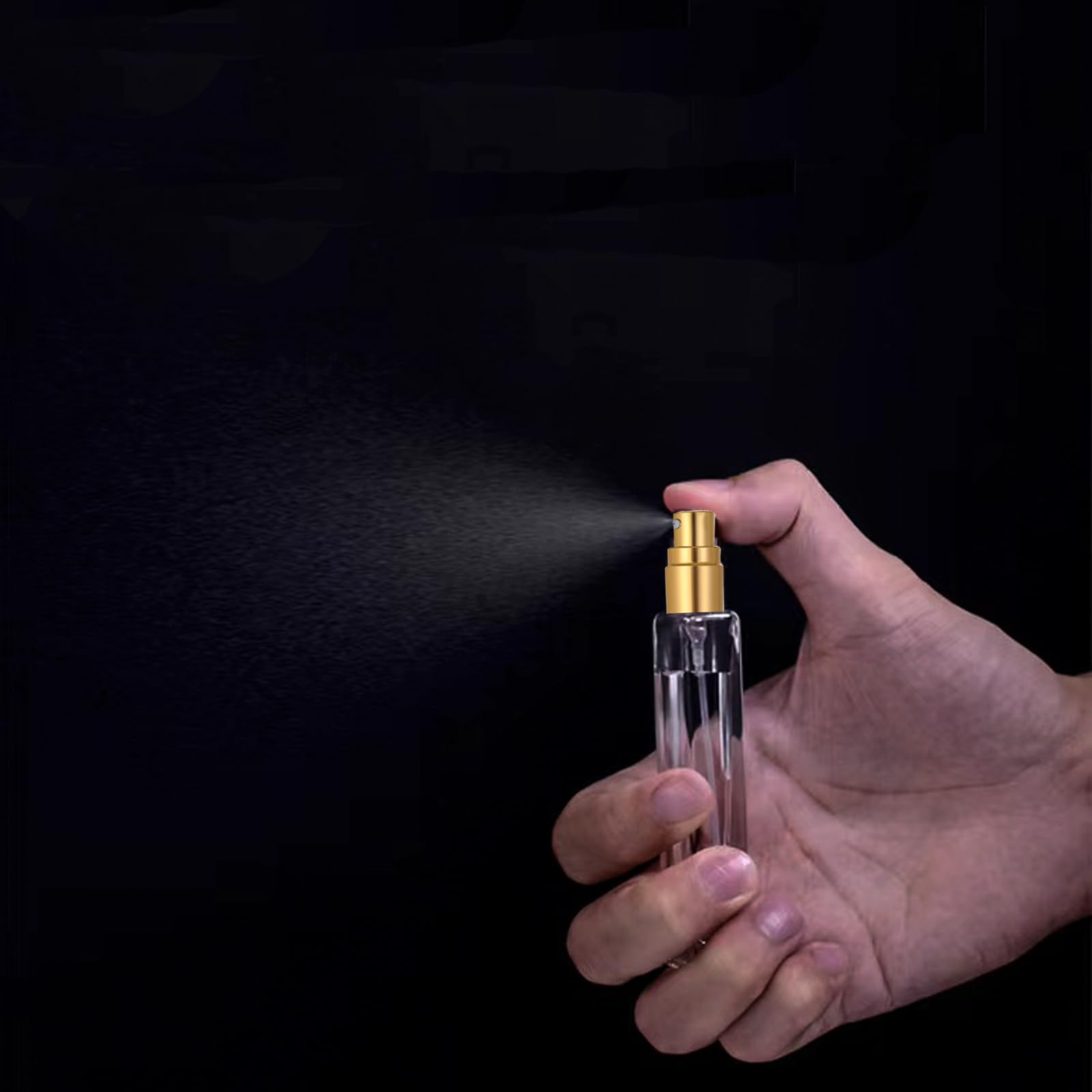 8PCS 20ml Perfume Spray Bottles - Mini Portable Travel Glass Square Atomizer, Small Fine Mist Refillable Sample Spray Bottles for Essential Oils & Fragrances (Gold, 20ml) - Perfect for Travel, Gym, Purse & DIY Perfume Making