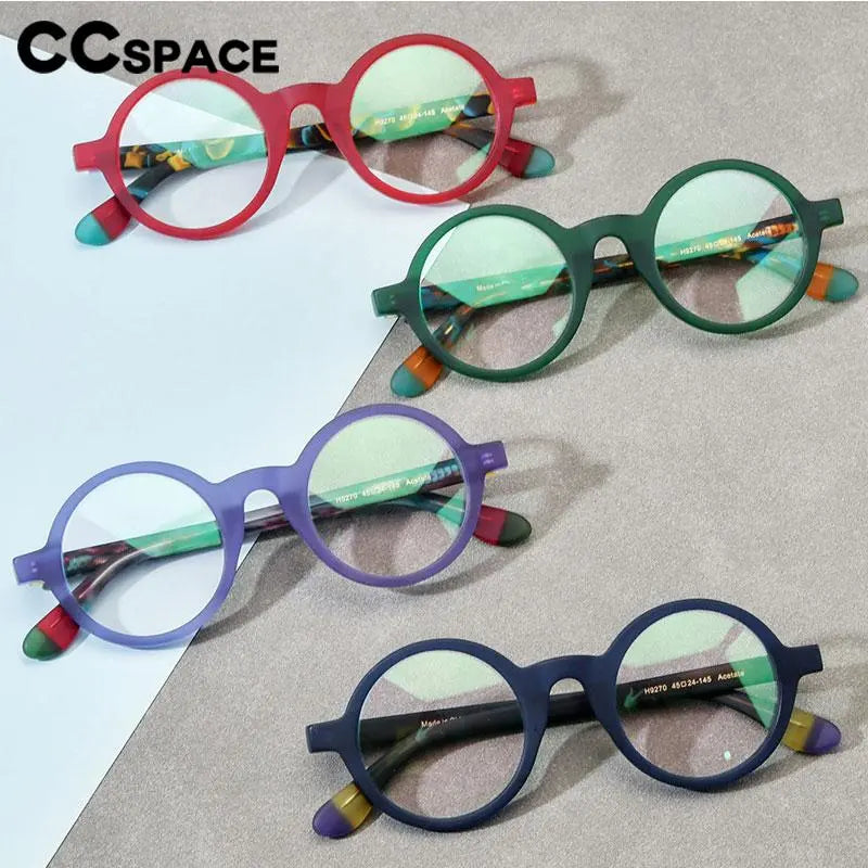 CCspace Unisex Full Rim Round Acetate Eyeglasses 56919 - Stylish & Lightweight Frame for Men & Women - Perfect for Reading, Work, and Everyday Fashion