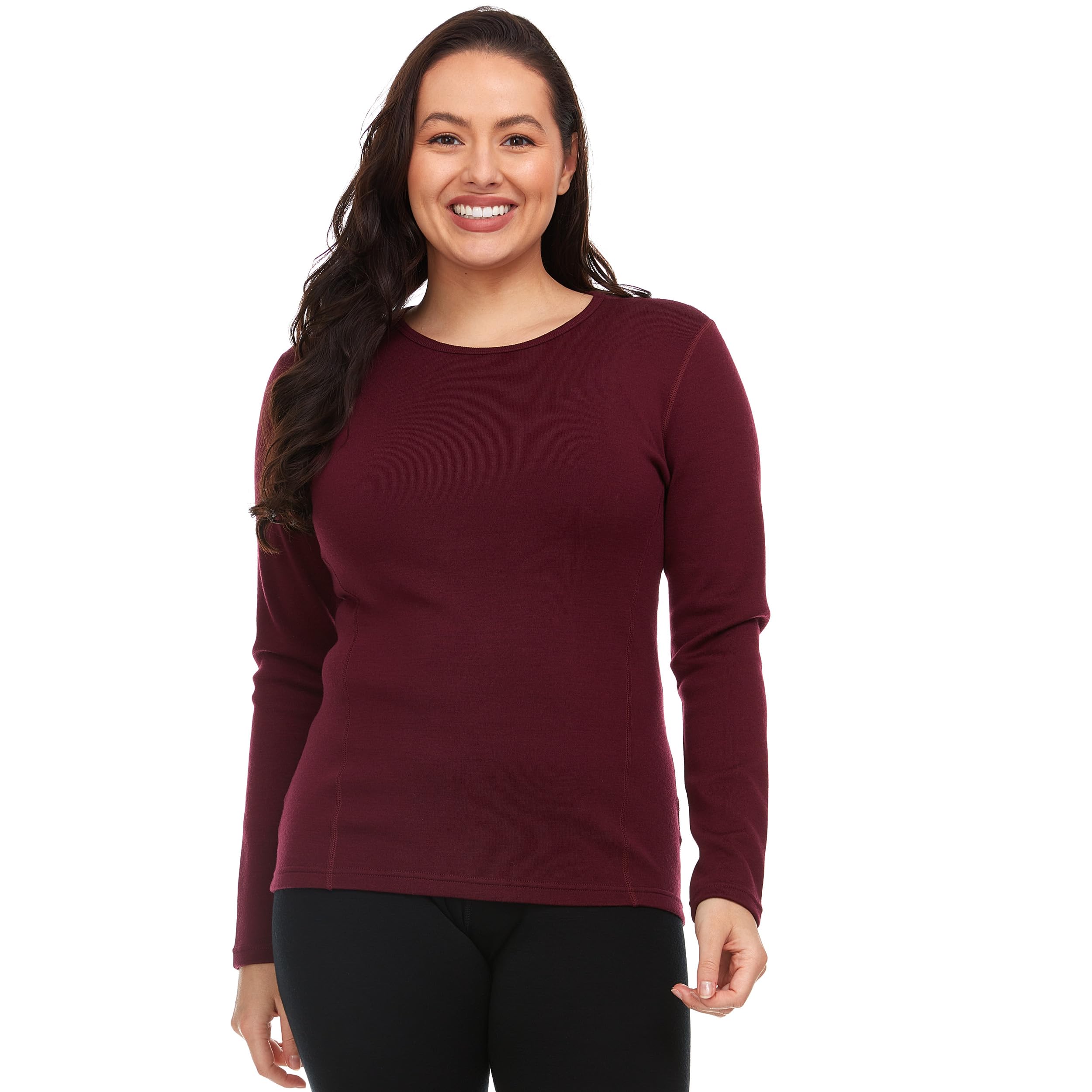 Premium 100% Merino Wool Women's Thermal Base Layer Top - Soft Long Sleeve Crewneck Shirt for Hiking, Skiing & Winter Outdoor Activities