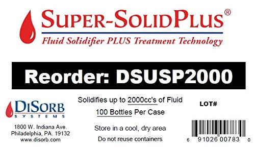 DiSorb Suction Canister Sterilizer Absorbent Powder - EPA Approved Solidifier for Bodily Fluids & Blood - 2000cc Capacity (100 Bottles/Case) - Ideal for Hospitals, Healthcare Facilities & Veterinary Clinics - Perfect for Emergency Spill Cleanup & Medical Waste Management