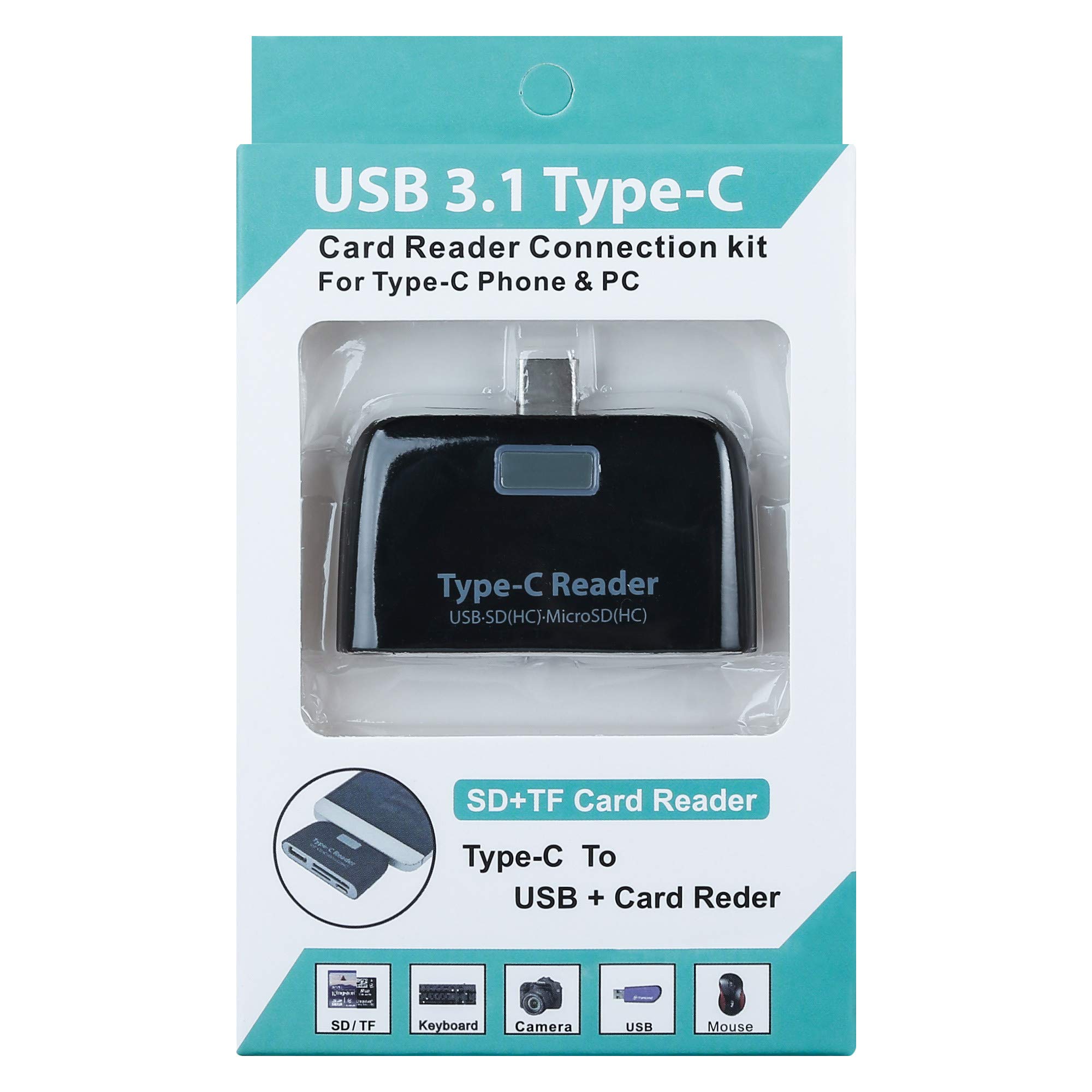 Universal USB-C Card Reader for Nintendo Switch, Smartphone, Android - SD, Micro SD, USB Adapter (Black) - Perfect for Gaming, Travel & Data Transfer