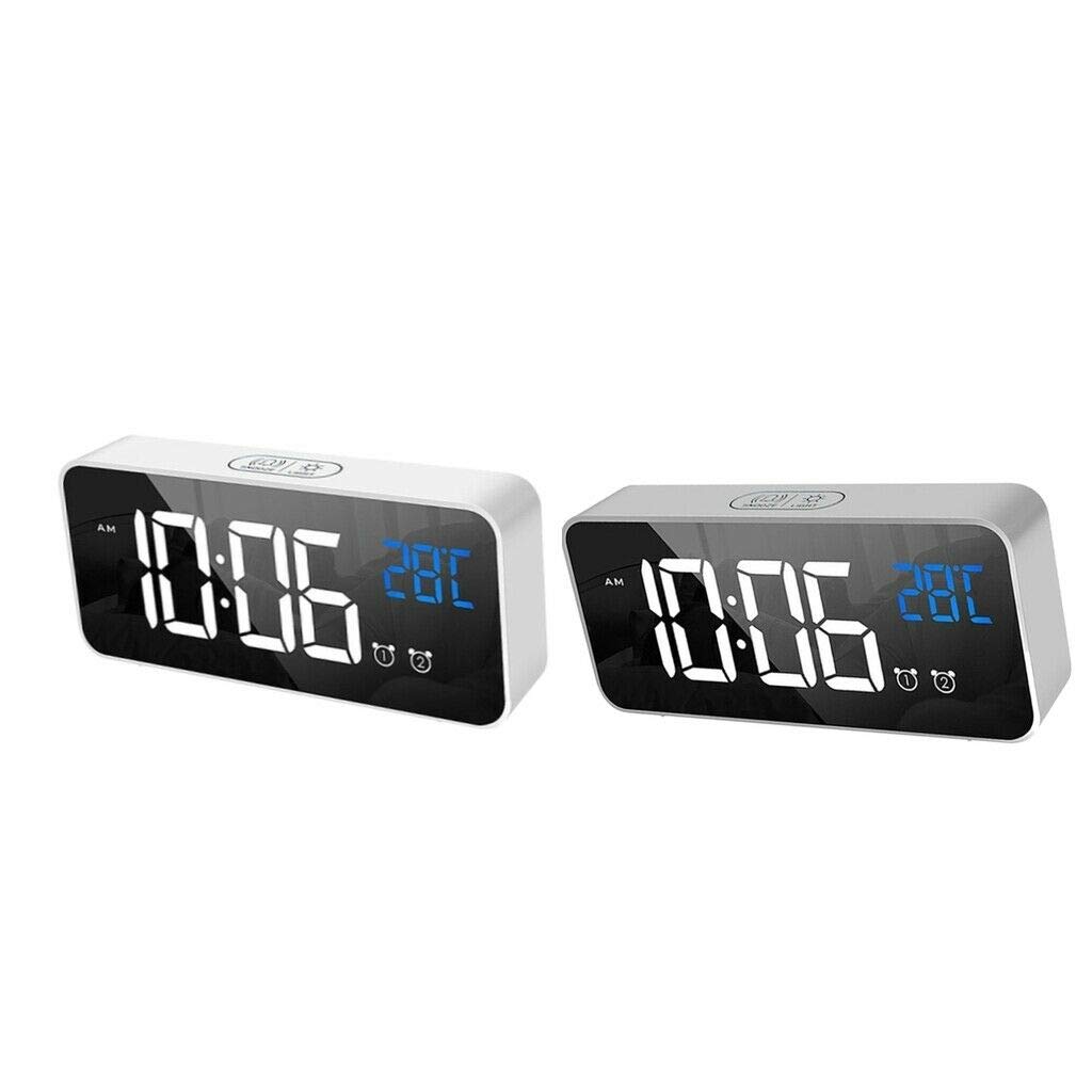 12/24H USB Rechargeable Mirror Alarm Clock - 2 Pack for Bedroom & Home Decor | Stylish Digital Display, Modern Nightstand Accessory for Bedside, Office, or Gift