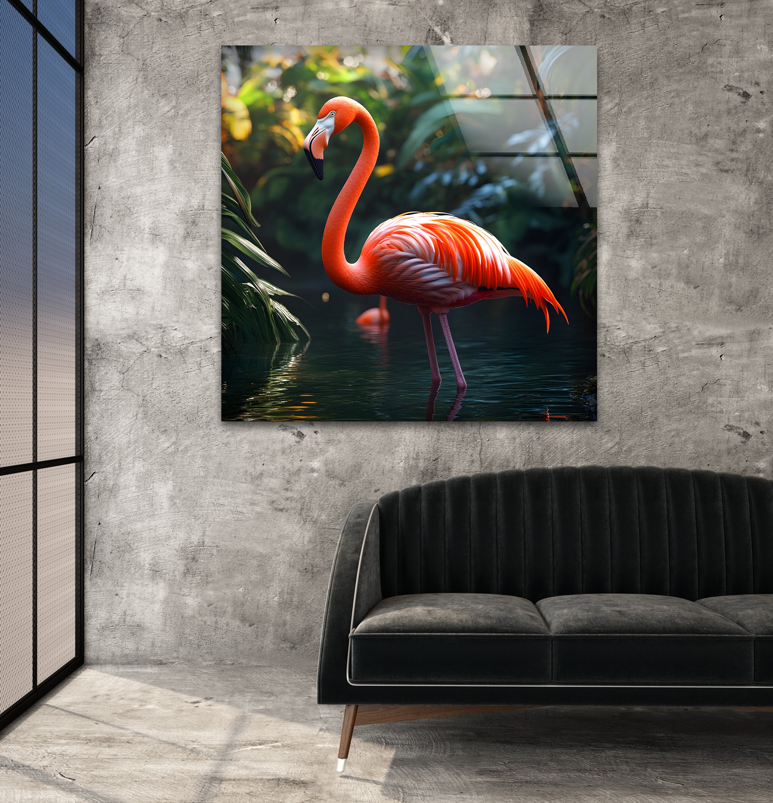 Stunning Flamingo Glass Wall Art Decor - Handmade Tropical Flamingo Decor for Living Room, Bedroom & Office - Perfect for Beach House & Coastal Home Decor