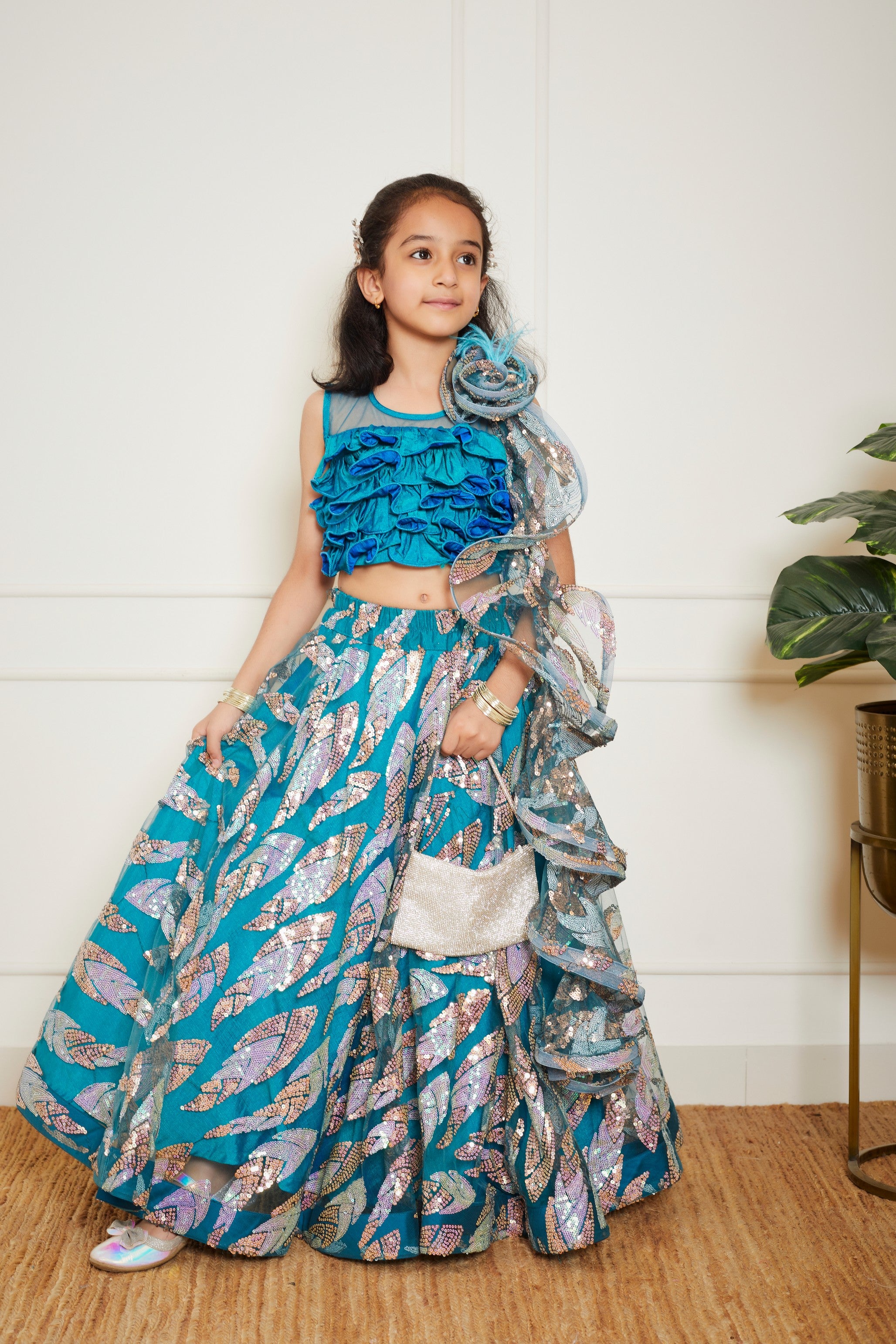 Pre Order: Teal Blue Embroidered Lehenga Choli Set for Women | Traditional Indian Bridal Wear for Weddings & Festivals | Perfect for Sangeet, Mehendi & Reception Ceremonies