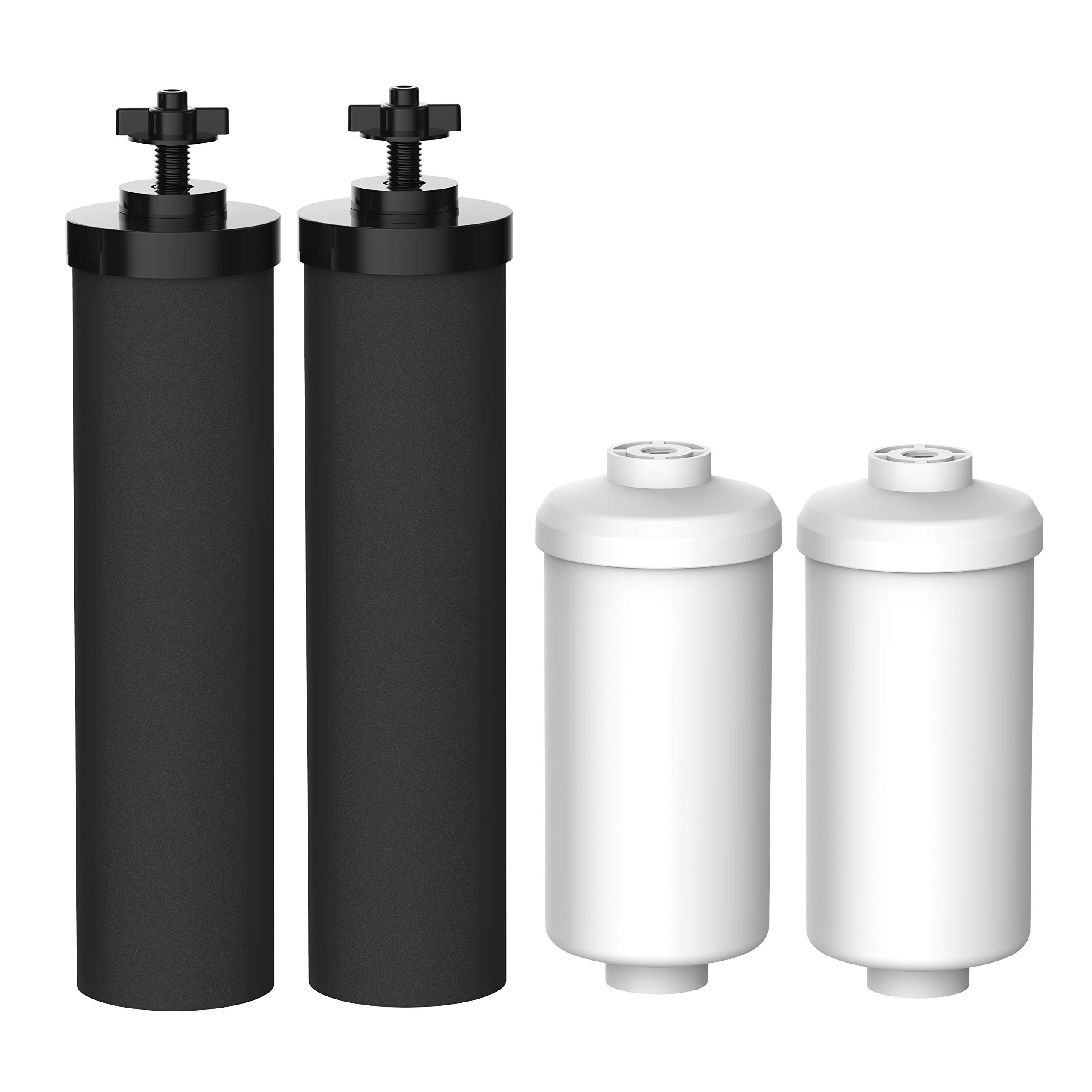 AQUACREST Water Filter Replacement for Fluoride Filters (PF-2) & Black Filters (BB9-2) Combo Pack - Compatible with Gravity Filter System | Clean Drinking Water for Home, Camping & Emergency Preparedness