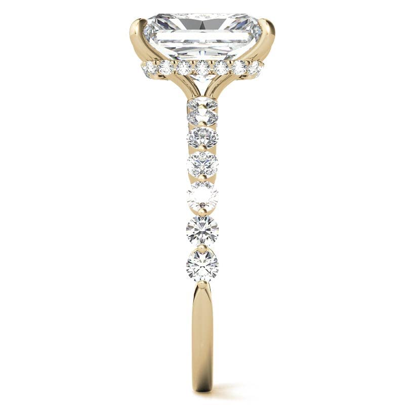 2 Carat Radiant Cut Moissanite Engagement Ring & Wedding Band Set, Solitaire Hidden Halo Bridal Ring, Handmade in 10K/14K/18K Solid Gold (10K Yellow Gold) – Perfect for Proposals, Anniversaries & Romantic Gifts for Her