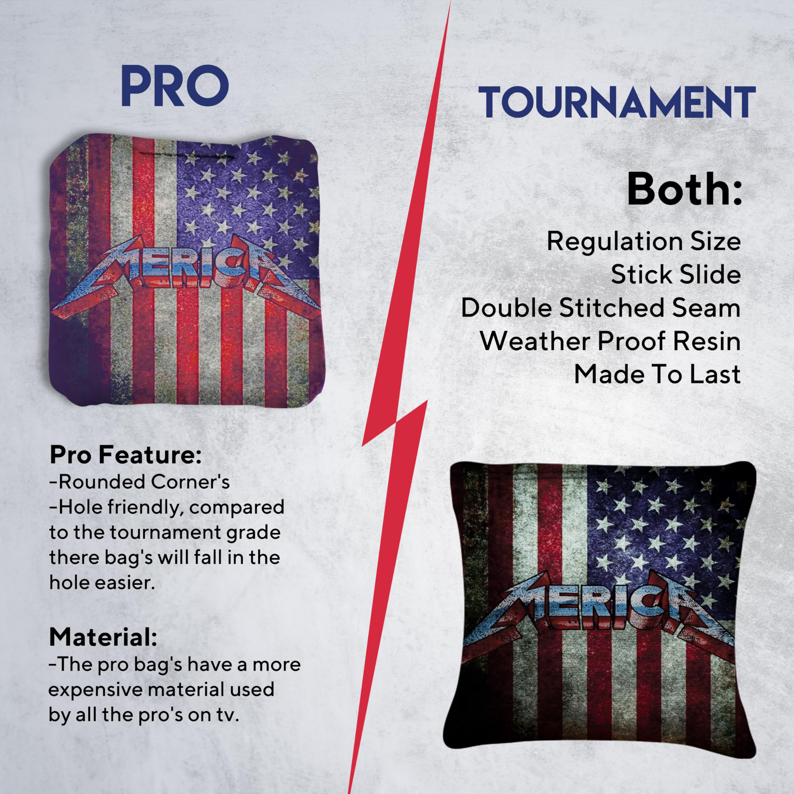 Pro Cornhole Bags Set of 8 - Regulation Tournament Cornhole Bean Bags | Premium Slick & Stick Design | Made in USA | Perfect for Backyard Parties, Tailgating & Competitive Cornhole Games