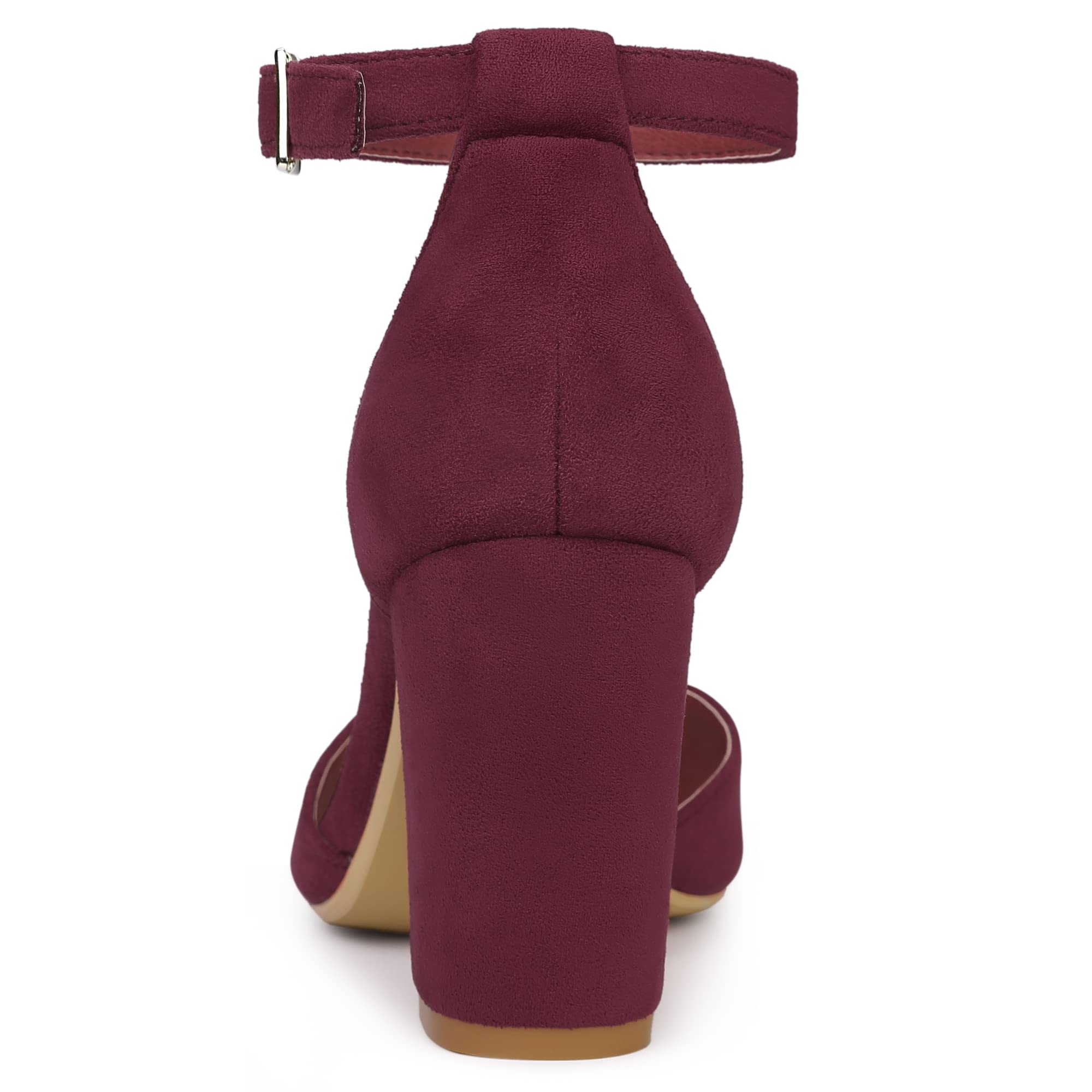 Allegra K Women's Ankle Strap Pointed Toe Block Heel Pumps - Elegant Dress Shoes for Office, Party & Special Occasions