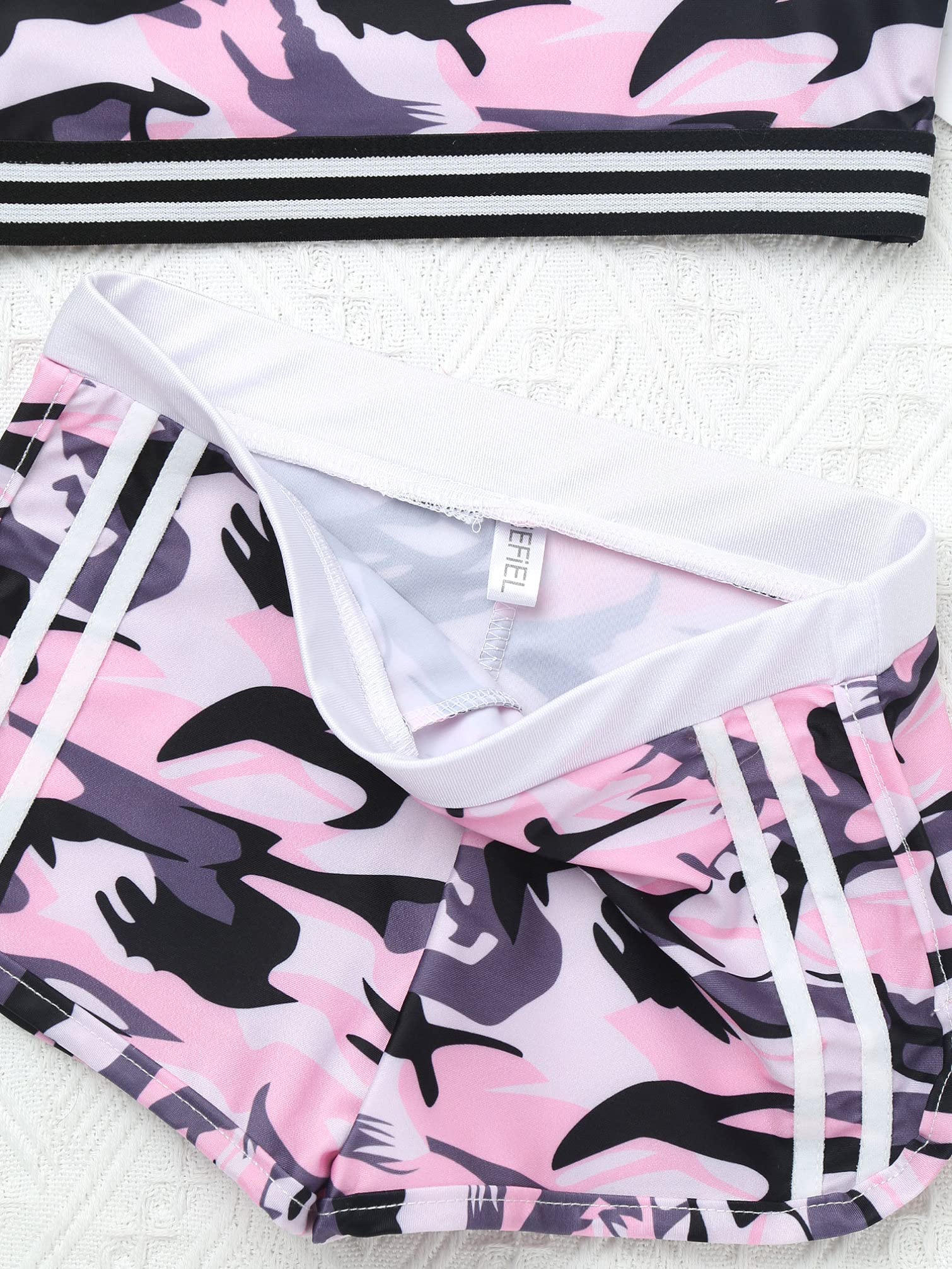 TiaoBug Girls' Two-Piece Swimsuit & Dance Outfit Set - Crop Top & Shorts for Sports, Gym, Yoga, and Workout | Perfect for Beach, Pool, Dance Class & Active Play