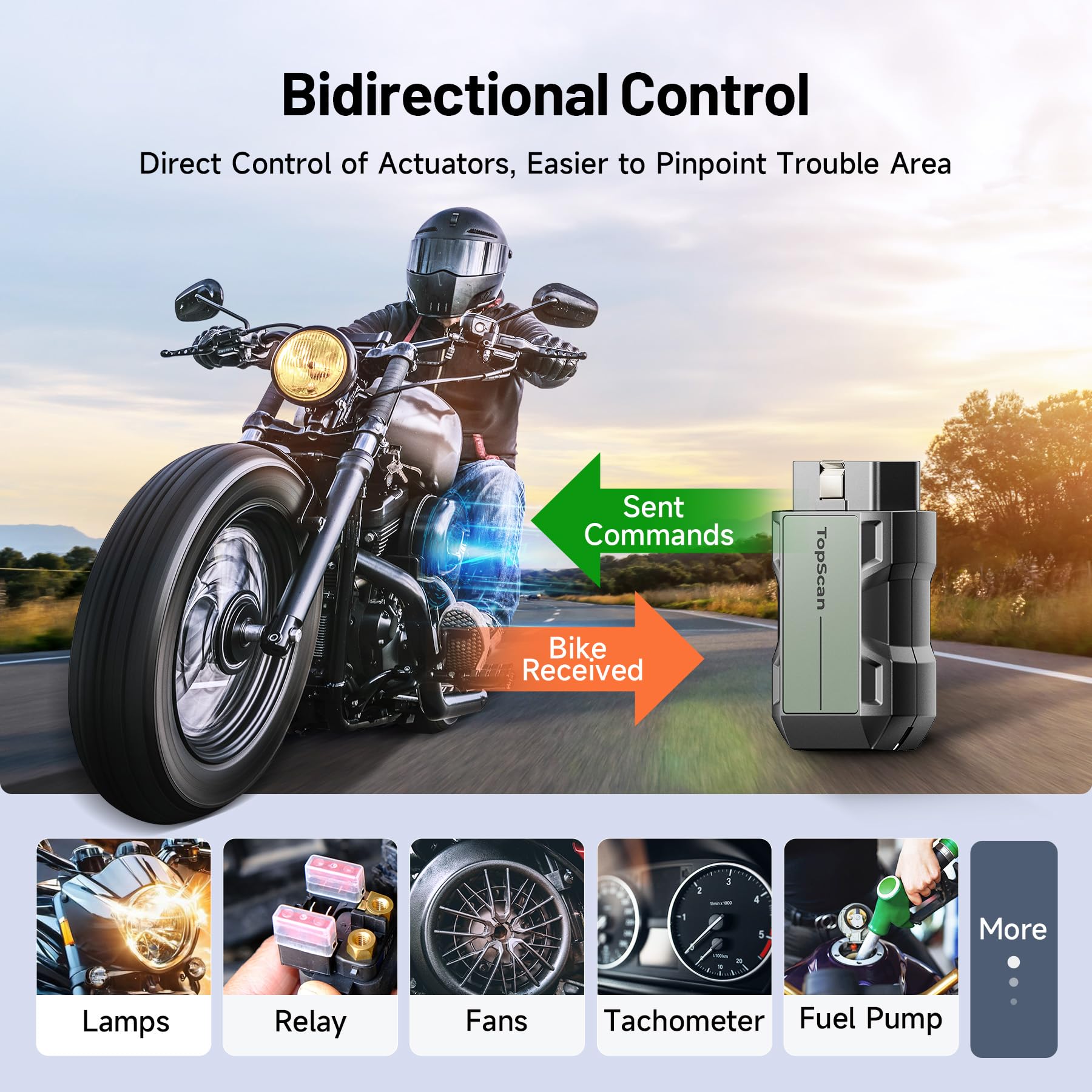 TOPDON TopScan Moto Motorcycle Scanner - Harley, Ducati, BMW Diagnostic Tool for Bike Maintenance