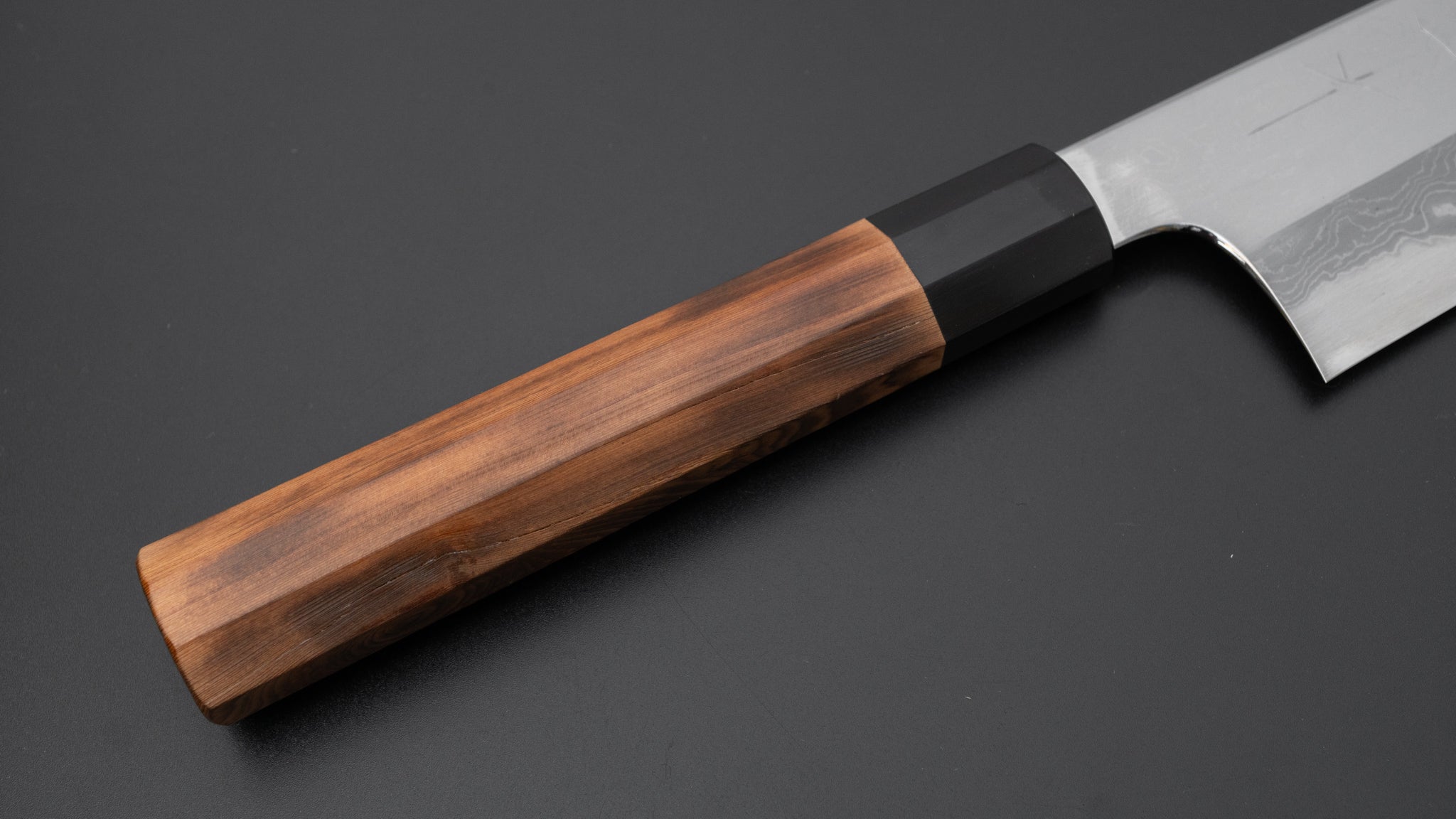 Hitohira Togashi White #1 Damascus Gyuto Japanese Chef Knife 210mm with Burnt Yakusugi Handle - Perfect for Sushi, Meat Cutting & Professional Kitchen Use