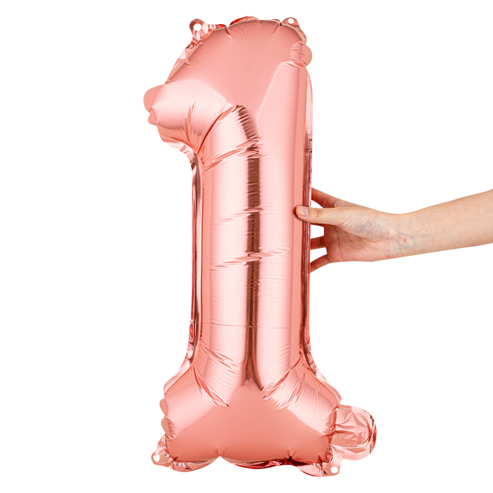 Balloonify Rose Gold Mylar Number 1 Balloon - 16 Inch Large Foil Balloon for Birthday Party Decorations, Baby Showers, Anniversary Celebrations (1 Count Box)
