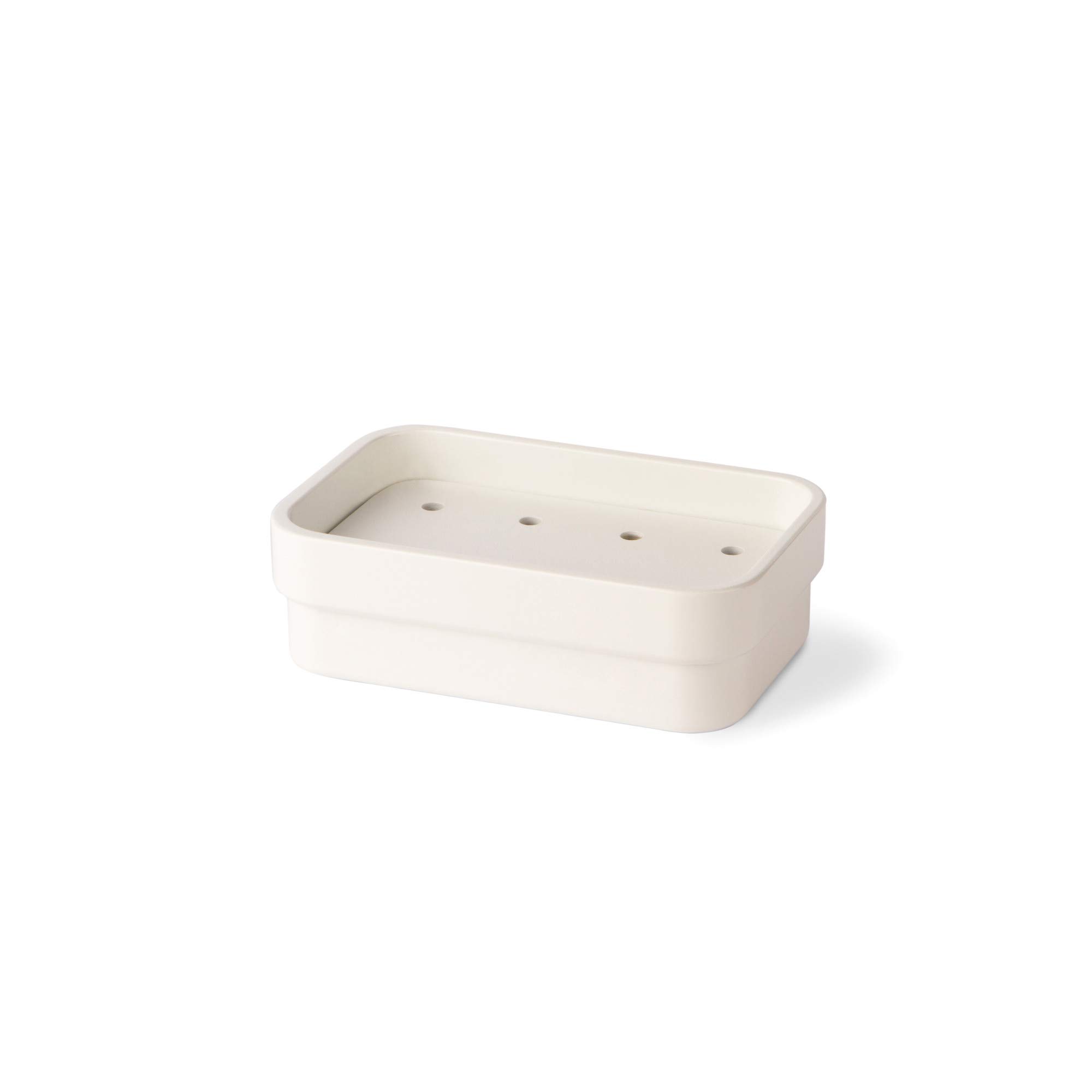 Curva Collection White Soap Dish - Elegant Ceramic Soap Holder for Bathroom, Kitchen Sink, or Shower - Perfect for Home Decor and Organization