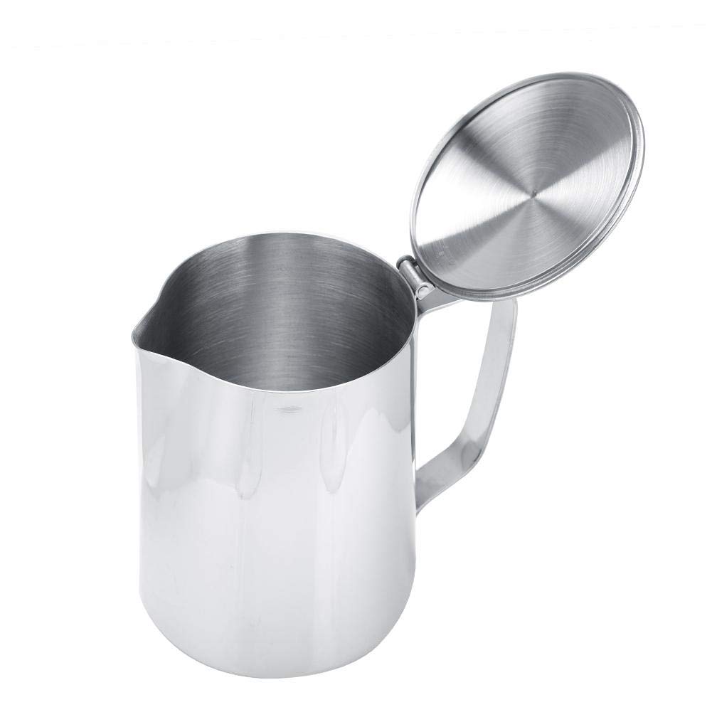 Stainless Steel Coffee Milk Frothing Pitcher with Lid - 1000mL Latte Art Jug for Barista, Home & Office Use - Perfect for Espresso, Cappuccino & Hot Chocolate Making