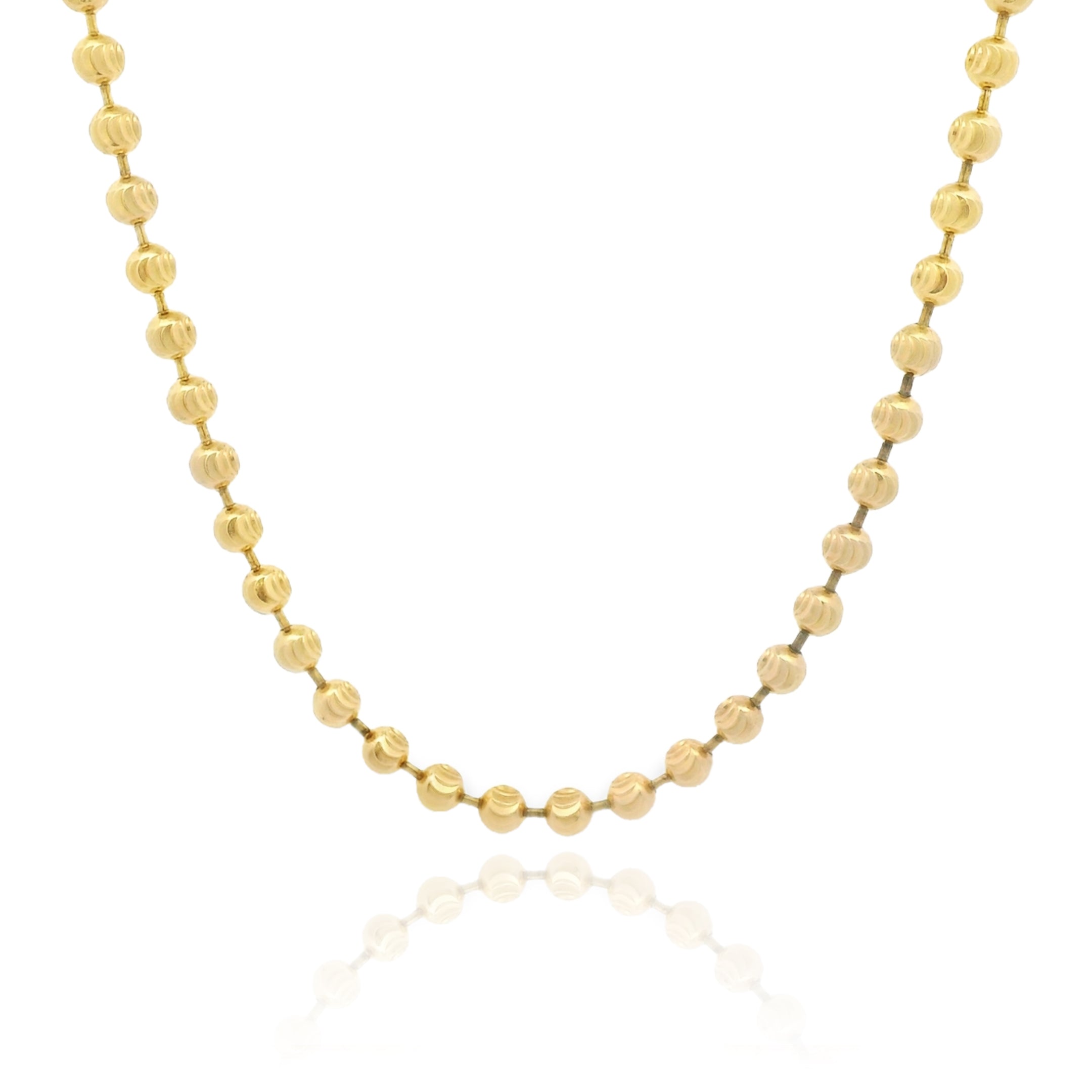 14K Gold Moon Cut Chain Necklace - 4MM Width, 24 Inches Length - Elegant & Dainty Jewelry for Women - Perfect for Everyday Wear, Gifts & Special Occasions