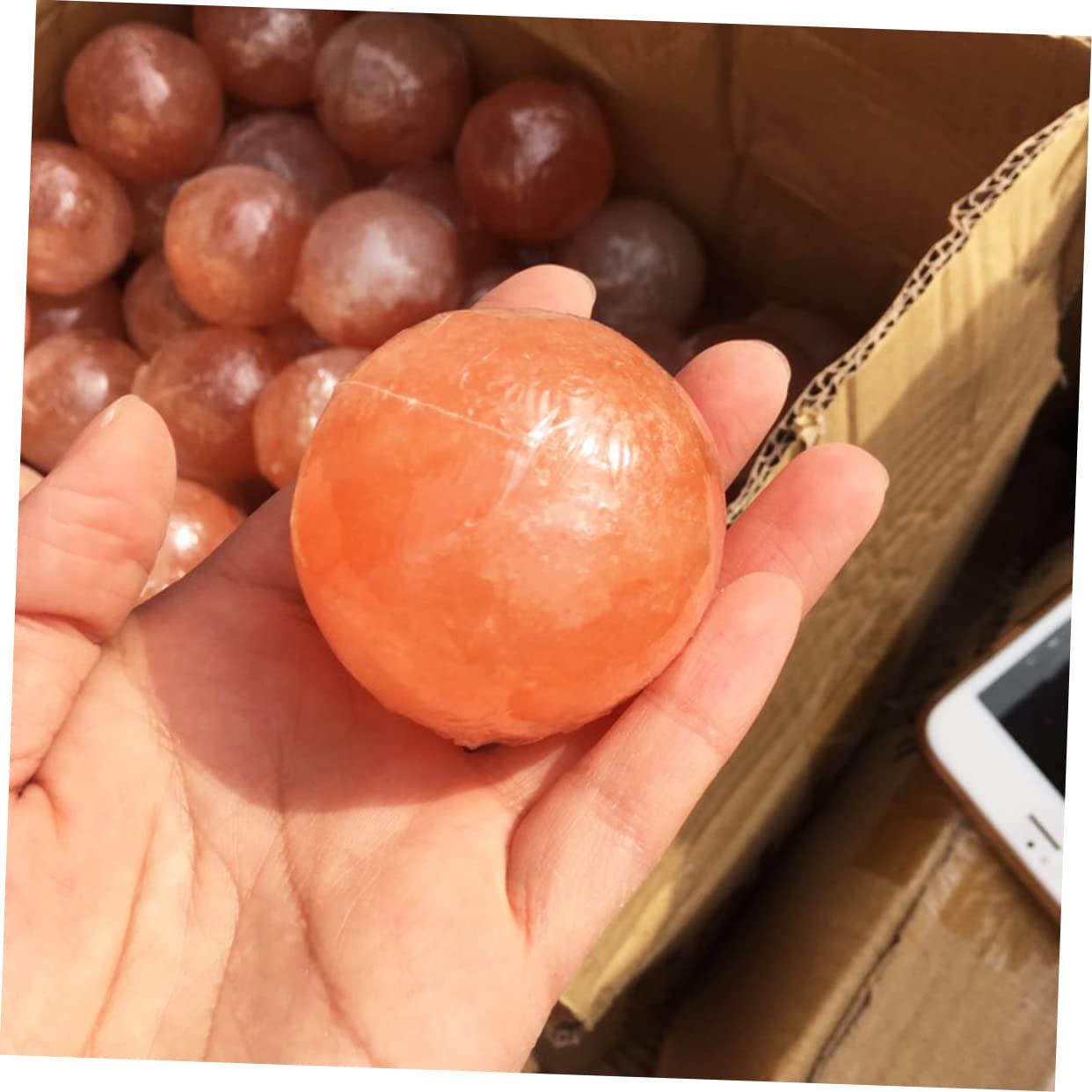 Natural Himalayan Salt Soap Ball - Exfoliating Massage Stones for Body Scrub & Spa Relaxation | Perfect for Home Spa, Self-Care & Family Wellness