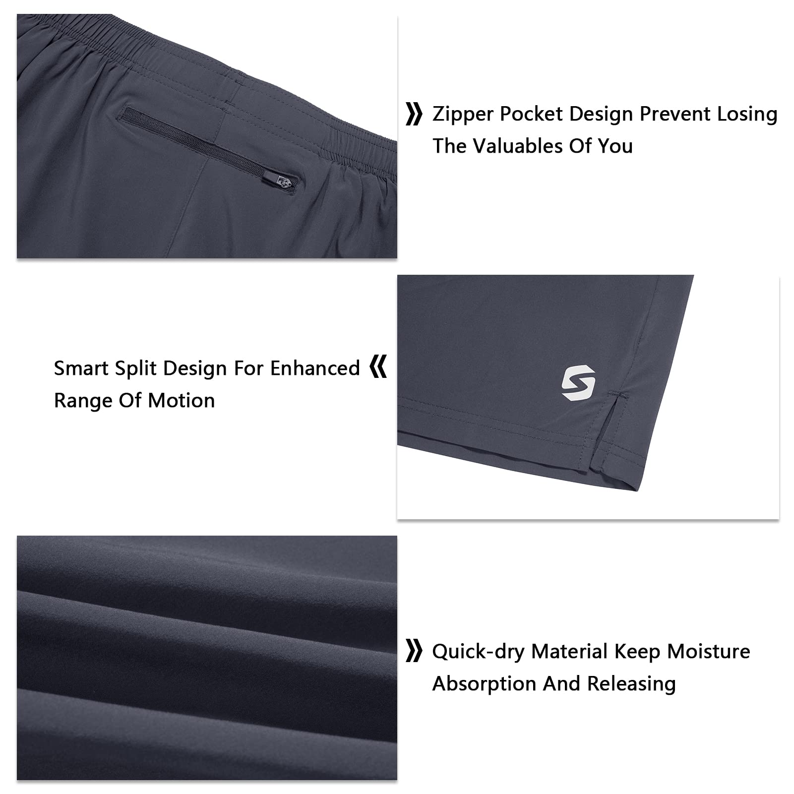 Men's 5 Inch Running Shorts - Lightweight Quick-Dry Athletic Workout Gym Shorts with Liner & Zipper Pockets - Perfect for Jogging, Training, and Gym Sessions