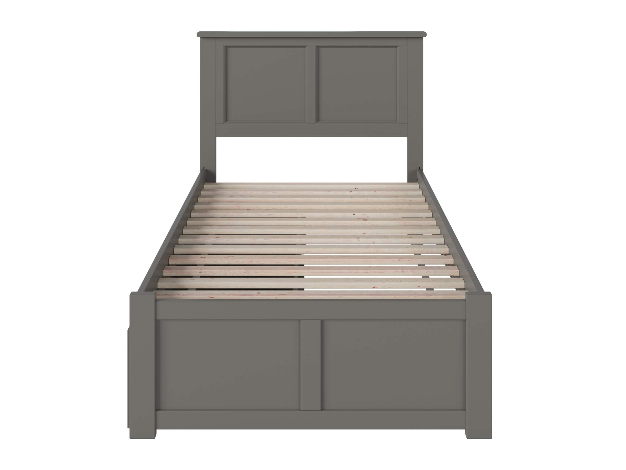 AFI Madison Twin Platform Bed with Footboard, Storage Drawers & USB Charger - Grey - Space-Saving Bed Frame for Small Rooms, Kids & Teens Bedroom, Dormitory or Guest Room