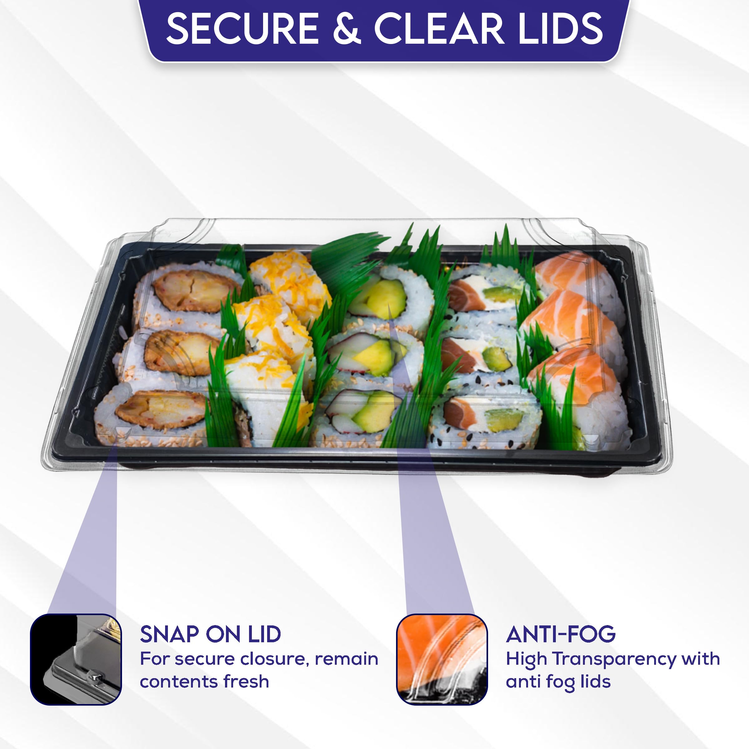 Klex 1.5 oz Disposable Plastic Sushi Containers with Lids - 400 Sets of 8.5