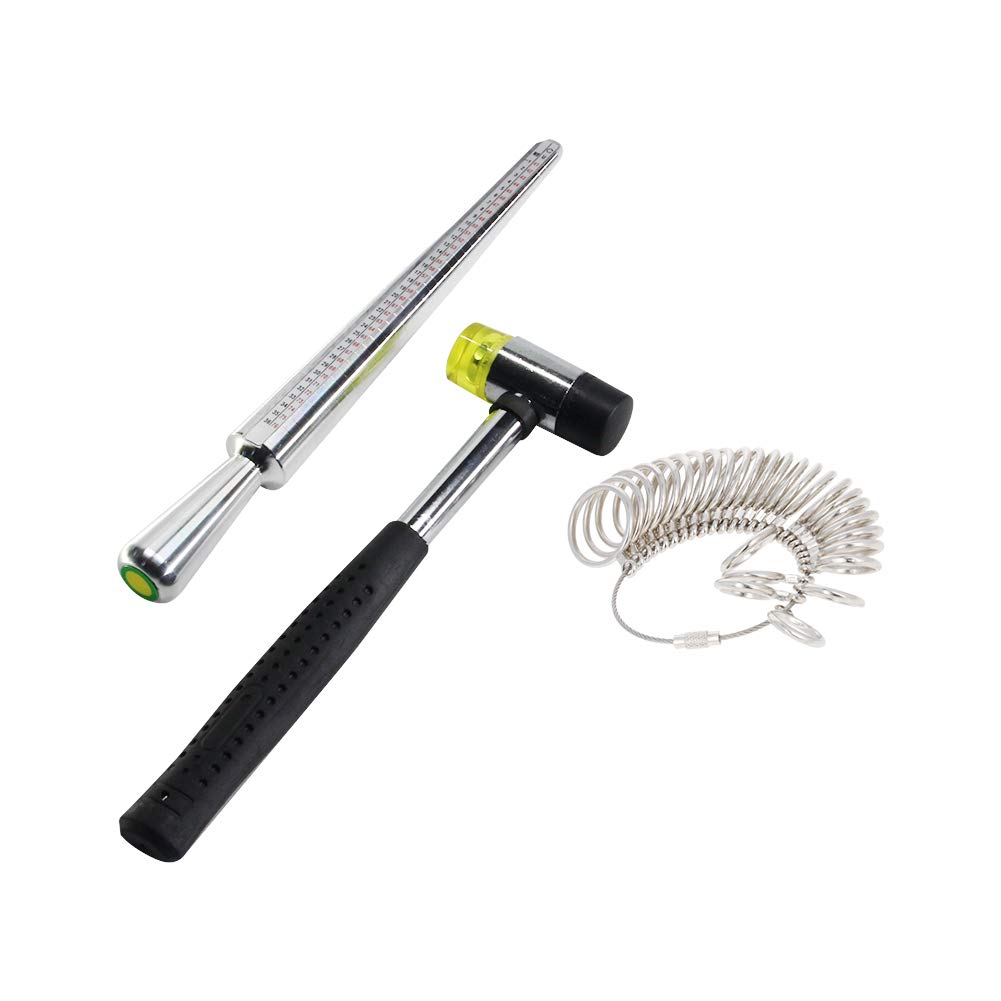 Utoolmart Professional Ring Sizer Measuring Tool Kit - 28 Circle Models Finger Gauge with Rubber Hammer for Jewelry Making (US/UK Sizes A-Z) - Perfect for Engagement Rings, Wedding Bands & Jewelry Crafting at Home or Store