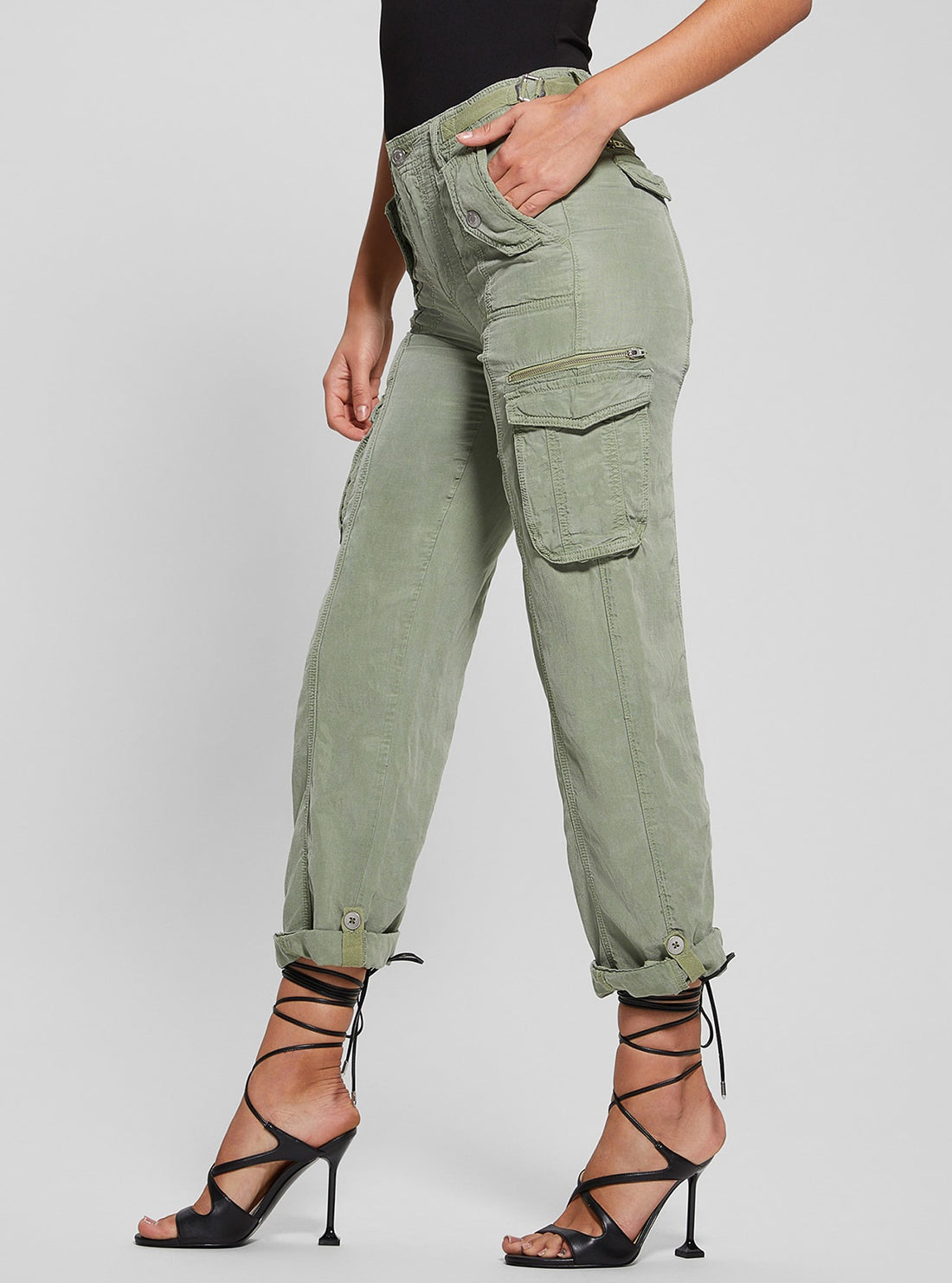 Eco-Friendly Khaki Green Nessi Cargo Pants for Women - Comfortable Outdoor Hiking & Travel Pants for Adventure & Casual Wear