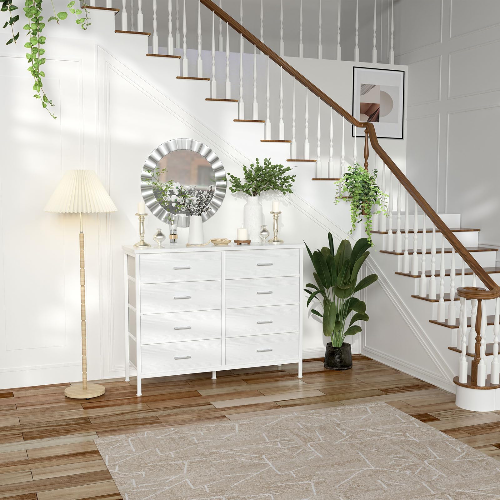 Modern White 8-Drawer Dresser for Bedroom - Wide Dresser TV Stand for 50