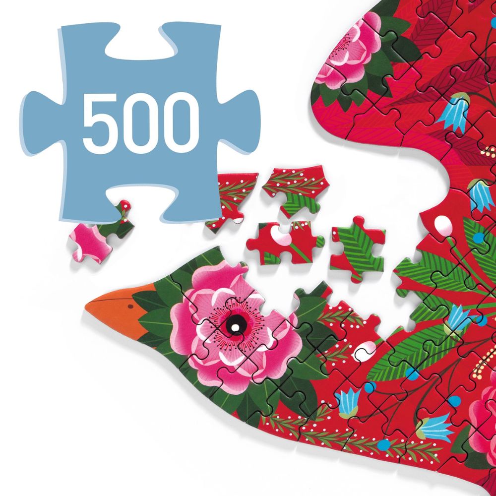 Djeco Puzz'Art Bird Puzzle - 500 Piece Wooden Jigsaw Puzzle for Adults & Teens - Beautiful Avian Artwork - Perfect for Home Decor, Gift Giving & Relaxation