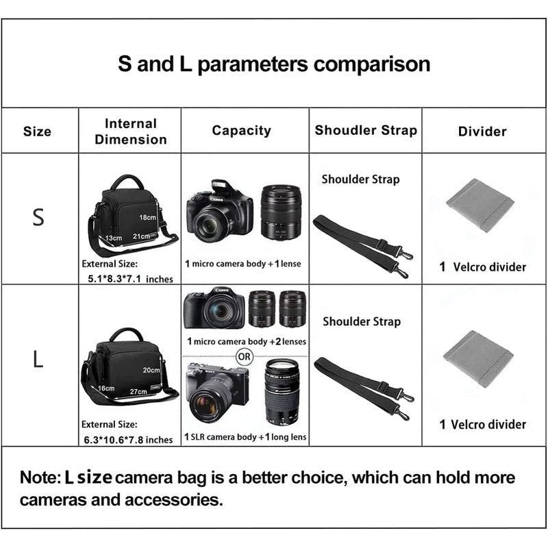 Compact Crossbody Camera Bag for DSLR & Mirrorless - Single Shoulder Strap, Black - Perfect for Travel, Hiking & Everyday Photography