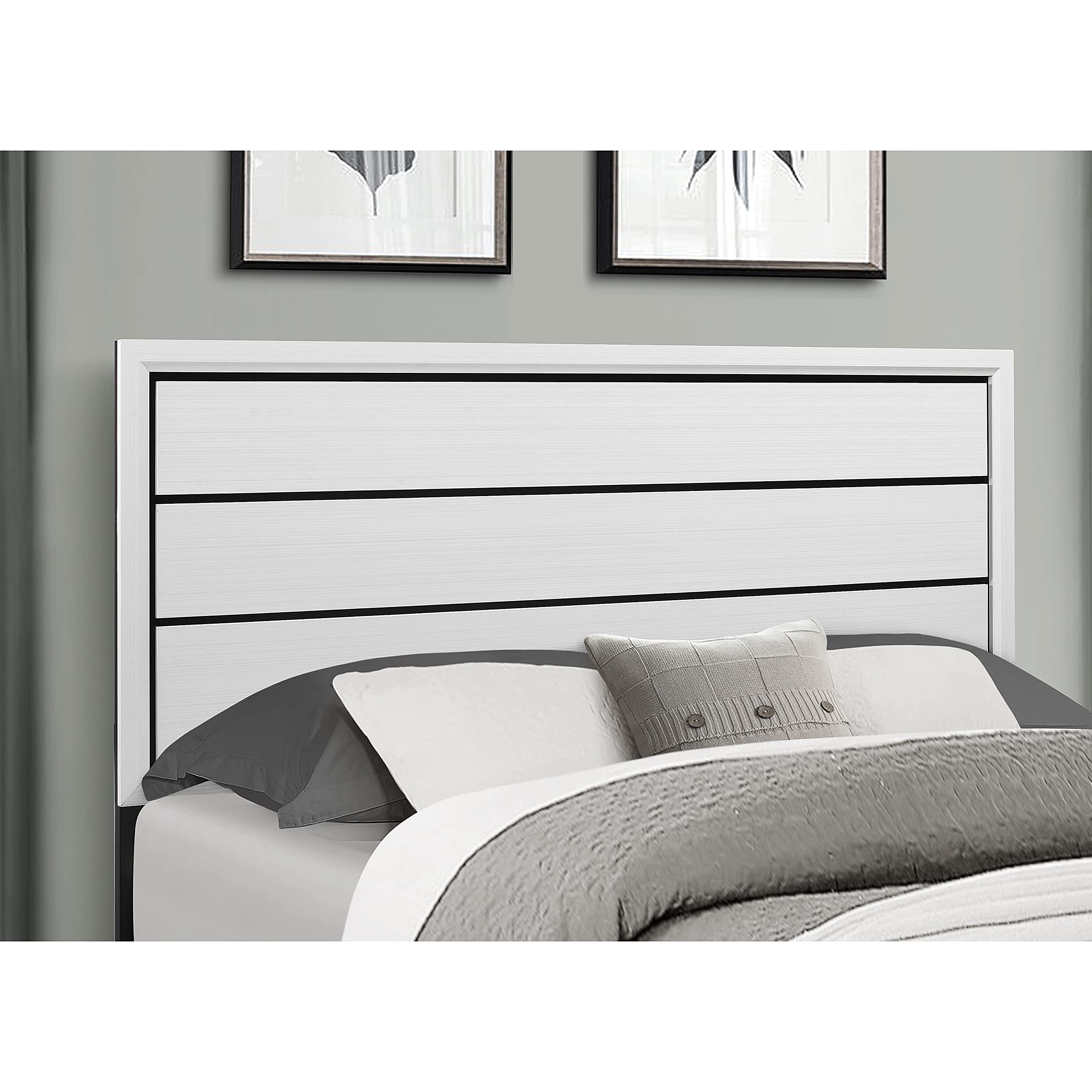 Kate White Queen Bed Frame - Modern & Stylish Bedroom Furniture by Global Furniture USA - Perfect for Master Bedrooms, Guest Rooms & Apartments