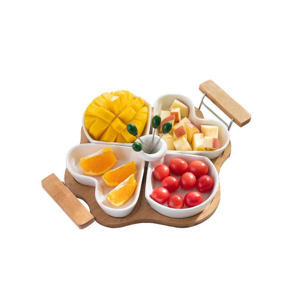Ceramic Fruit Platter with Dividers - Elegant Household Snack Tray for Dried Fruits, Candy & Desserts - Modern Living Room Serving Dish for Parties, Entertaining & Daily Use