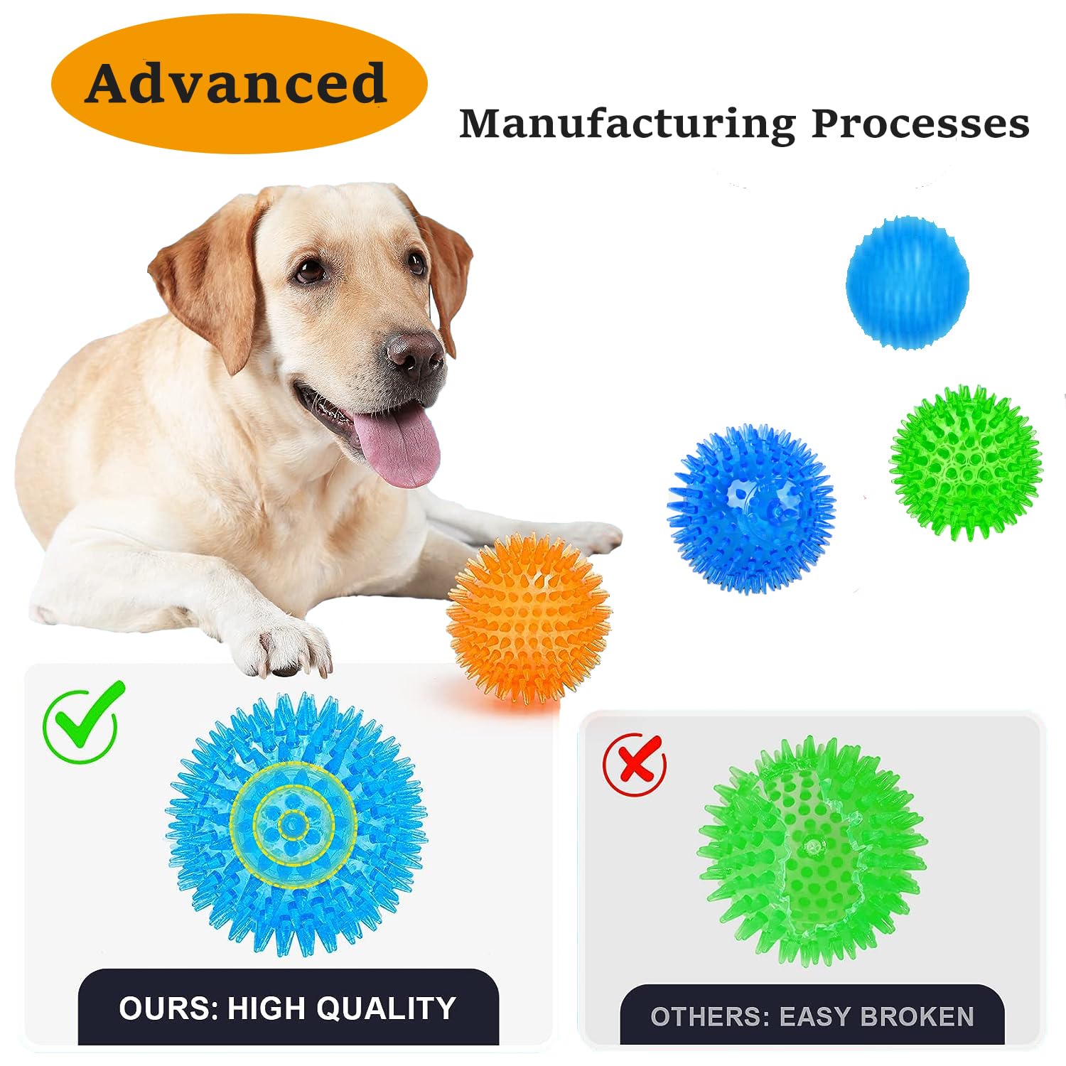**Yenlk Squeaky Dog Ball Toys - 6 Pack Spiky Chew Balls for Small & Medium Dogs, Floating Pool & Fetch Toys, TPR Rubber Teeth Cleaning Chew Toys for Puppies - Perfect for Playtime, Training & Boredom Relief**