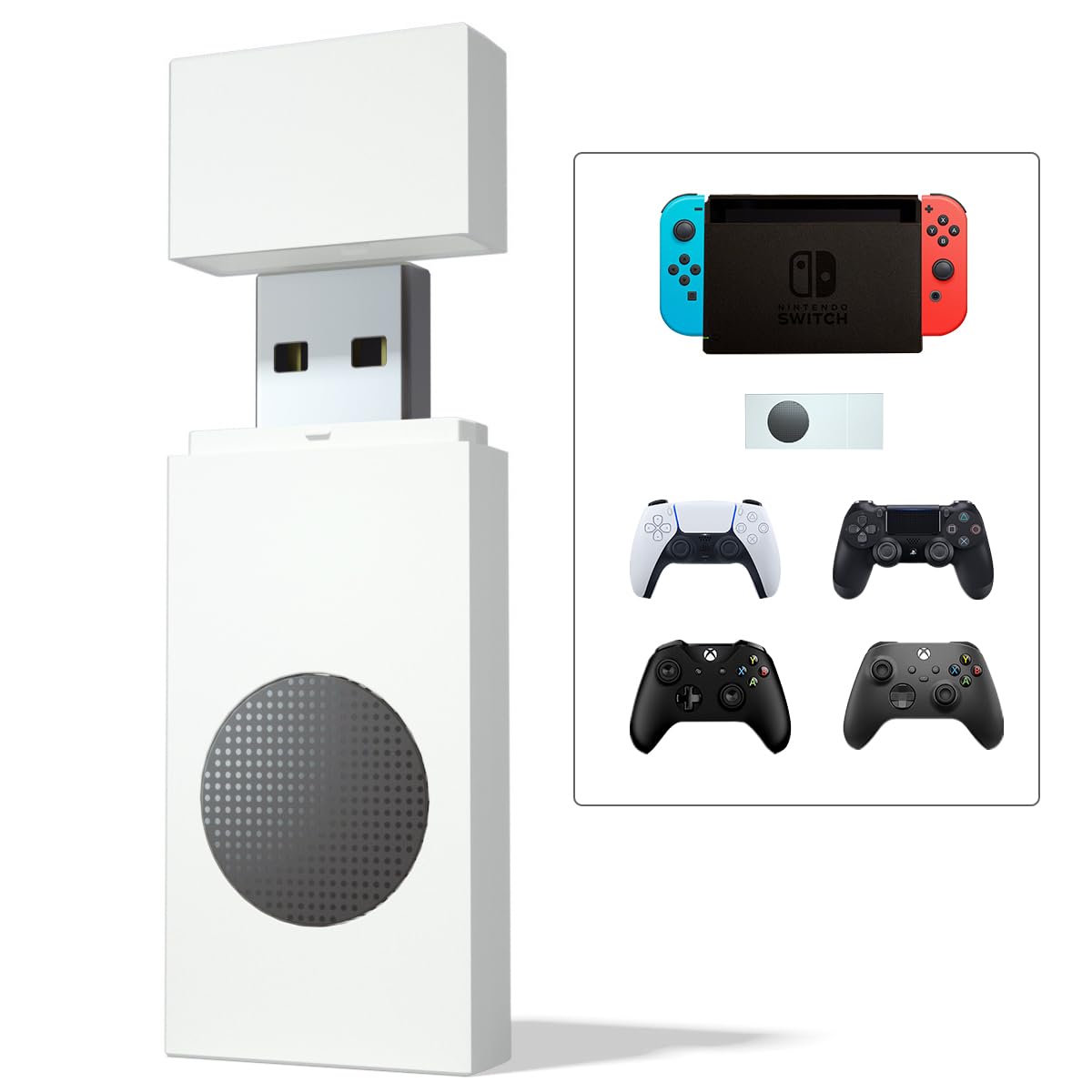 Wireless Controller Adapter for Nintendo Switch - Compatible with PS4, PS5, Xbox One S/X & Elite Series 2 - Play Your Favorite Games on Switch Console - Perfect for Multiplayer Gaming & Home Entertainment