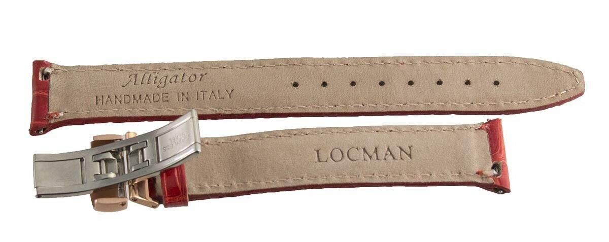 Locman 17mm Red Leather Watch Band for Women - Rose Gold Buckle Replacement Strap | Dress Watches, Business Attire & Formal Occasions