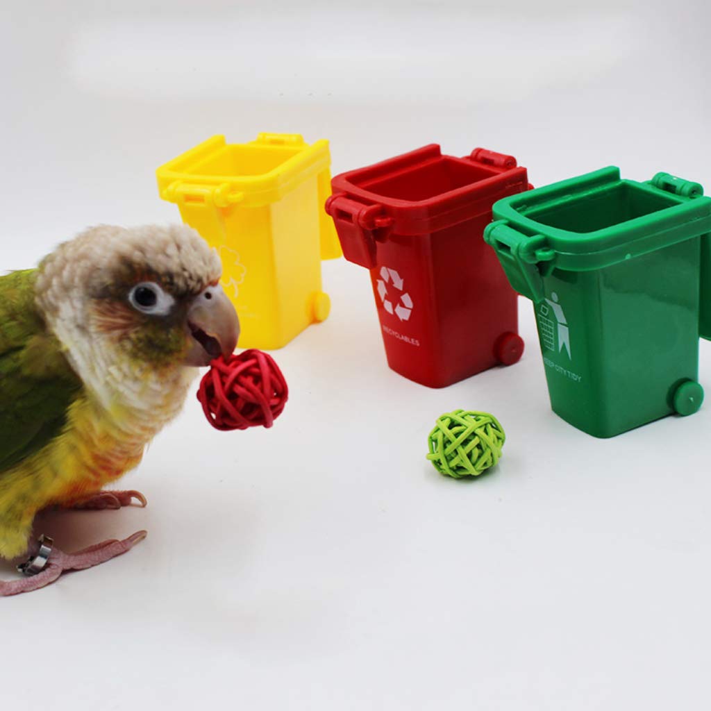 4-Piece Mini Trash Can Set - Small Garbage Bin for Peony Parrot Intelligence Training | Perfect for Bird Cages, Pet Training & Home Organization