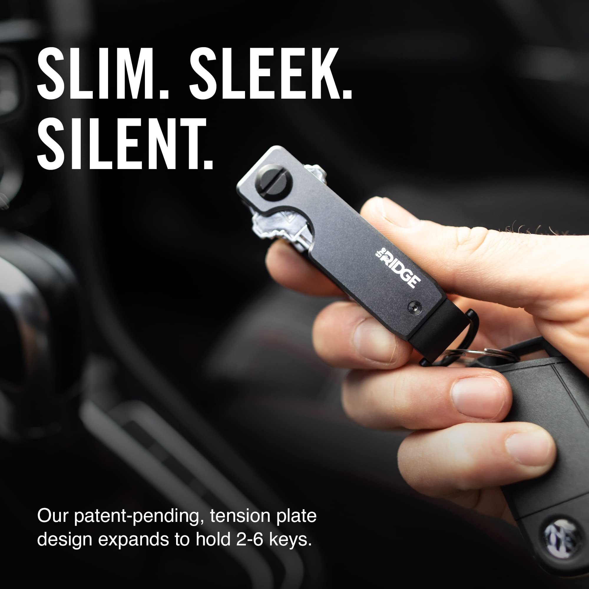 The Ridge Key Organizer - Slim Aluminum Key Holder for 2-6 Keys | Minimalist & Secure Keychain | Gunmetal Finish | Perfect for Home, Office & Travel Accessories